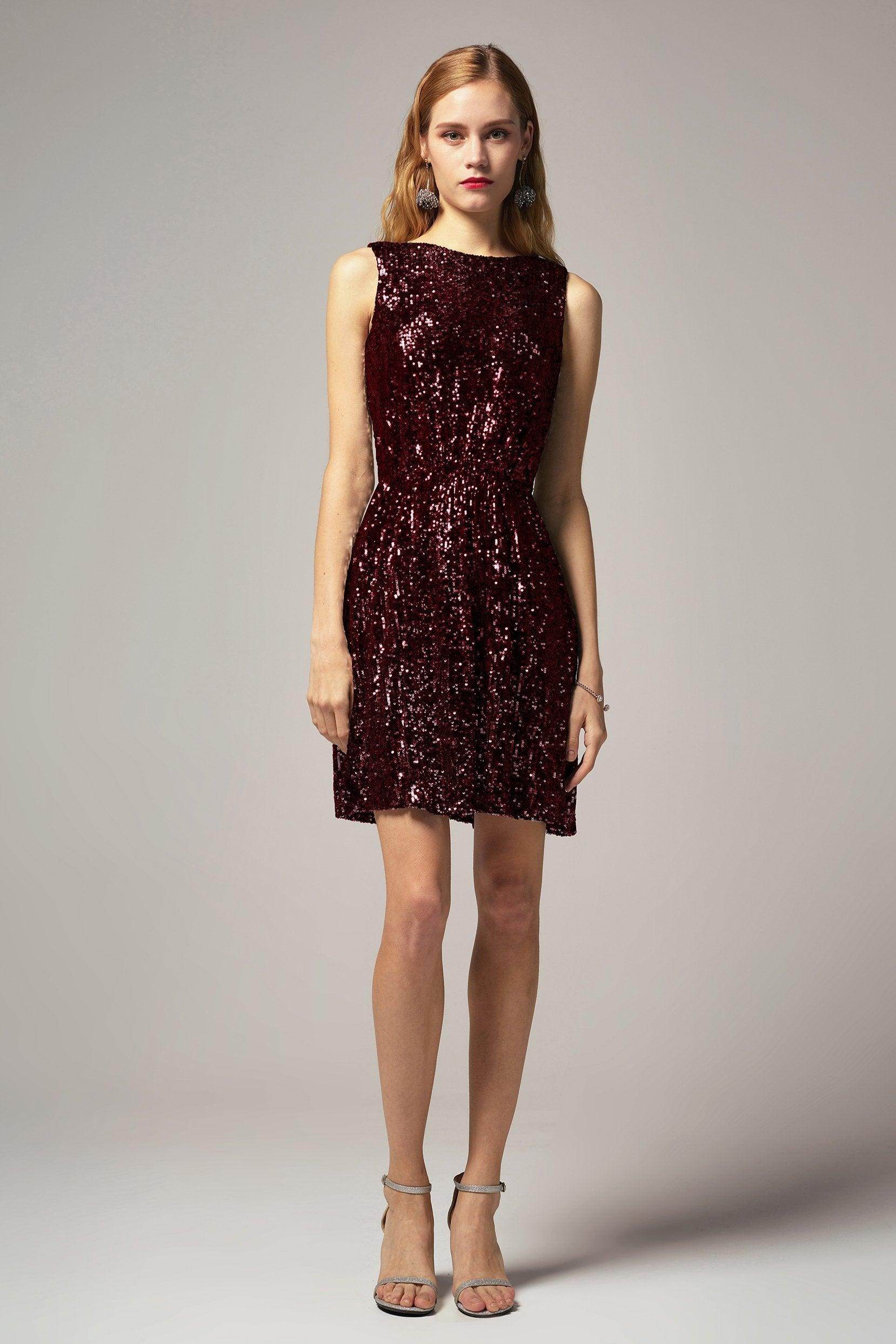 A-Line Short-Mini Sequined Dress CB0403