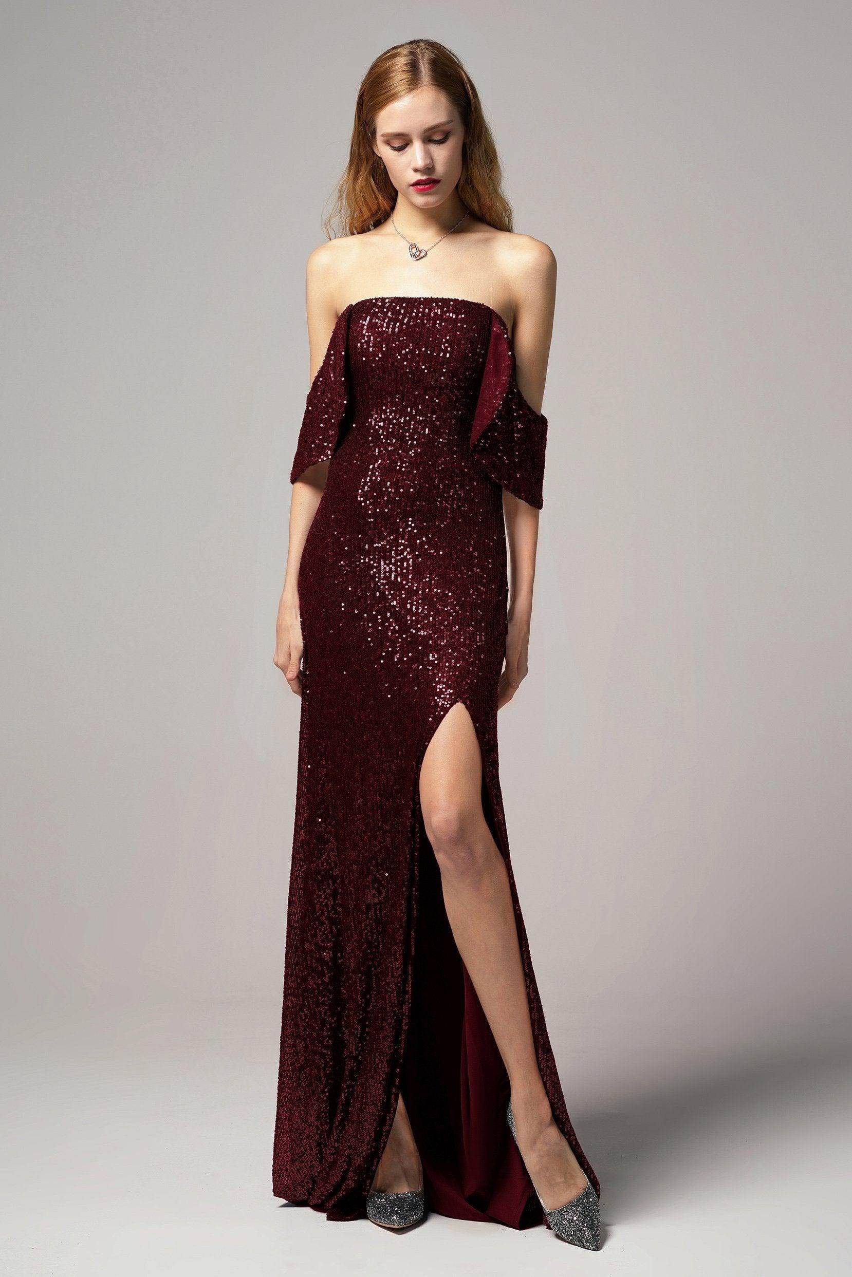 Sheath-Column Floor Length Sequined Dress CB0405