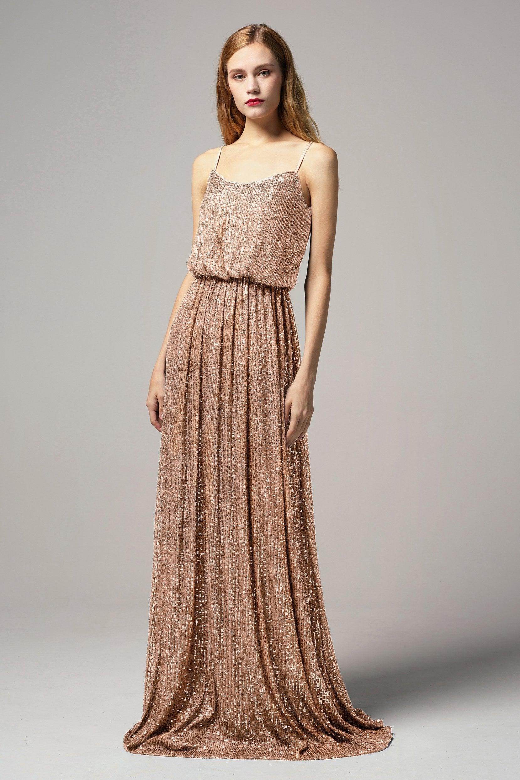 A-Line Floor Length Sequined Dress CB0407