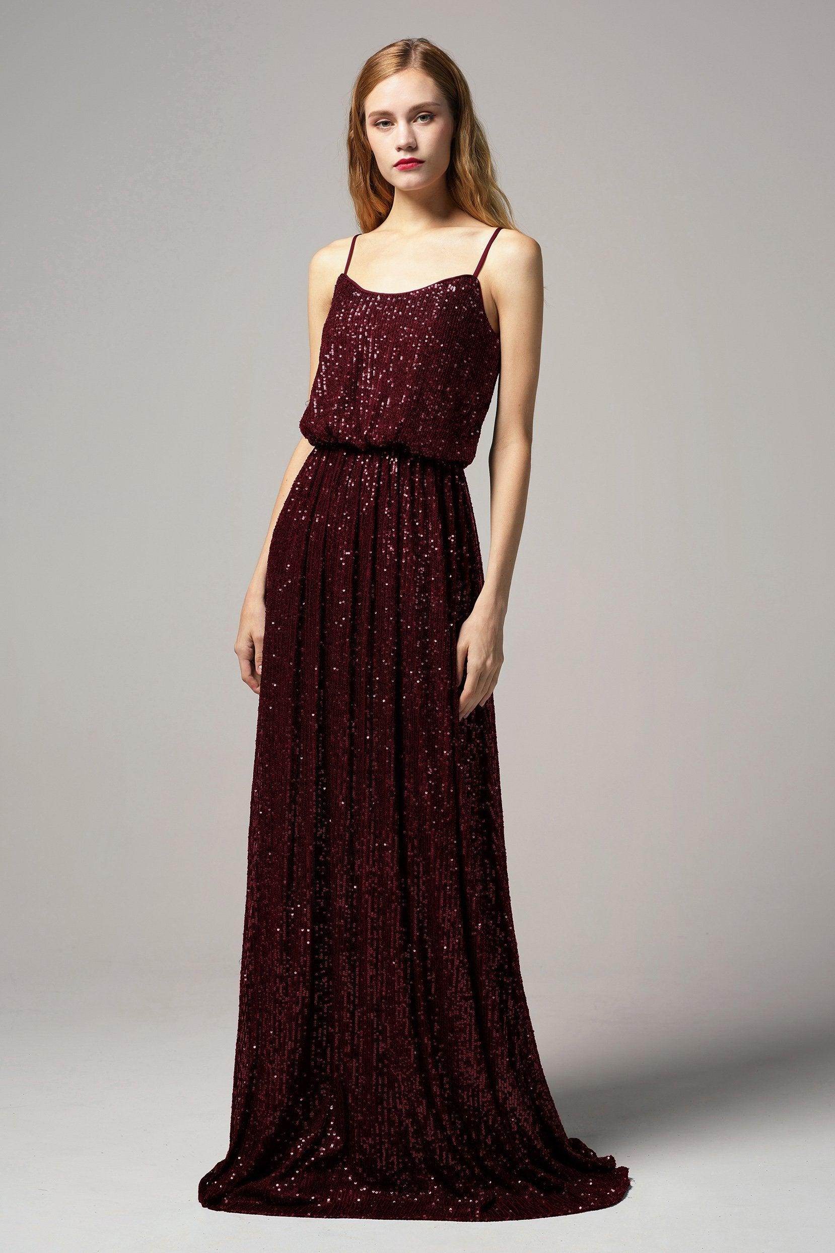 A-Line Floor Length Sequined Dress CB0407