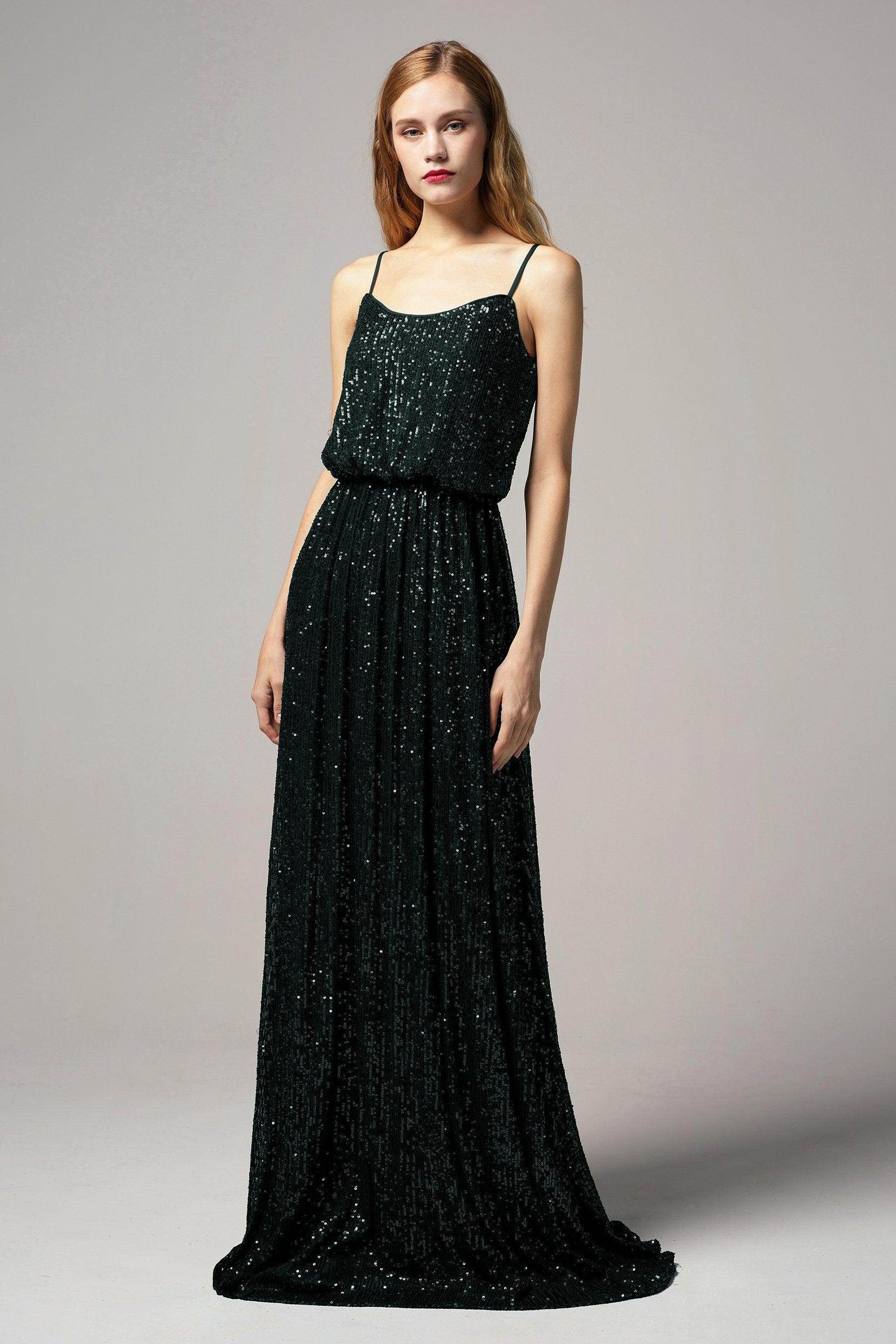 A-Line Floor Length Sequined Dress CB0407