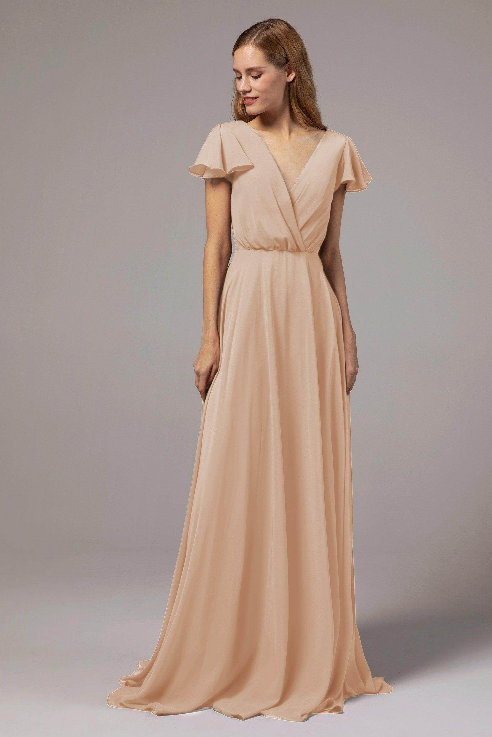 A-Line Floor Length Chiffon Bridesmaid Dress CB0410