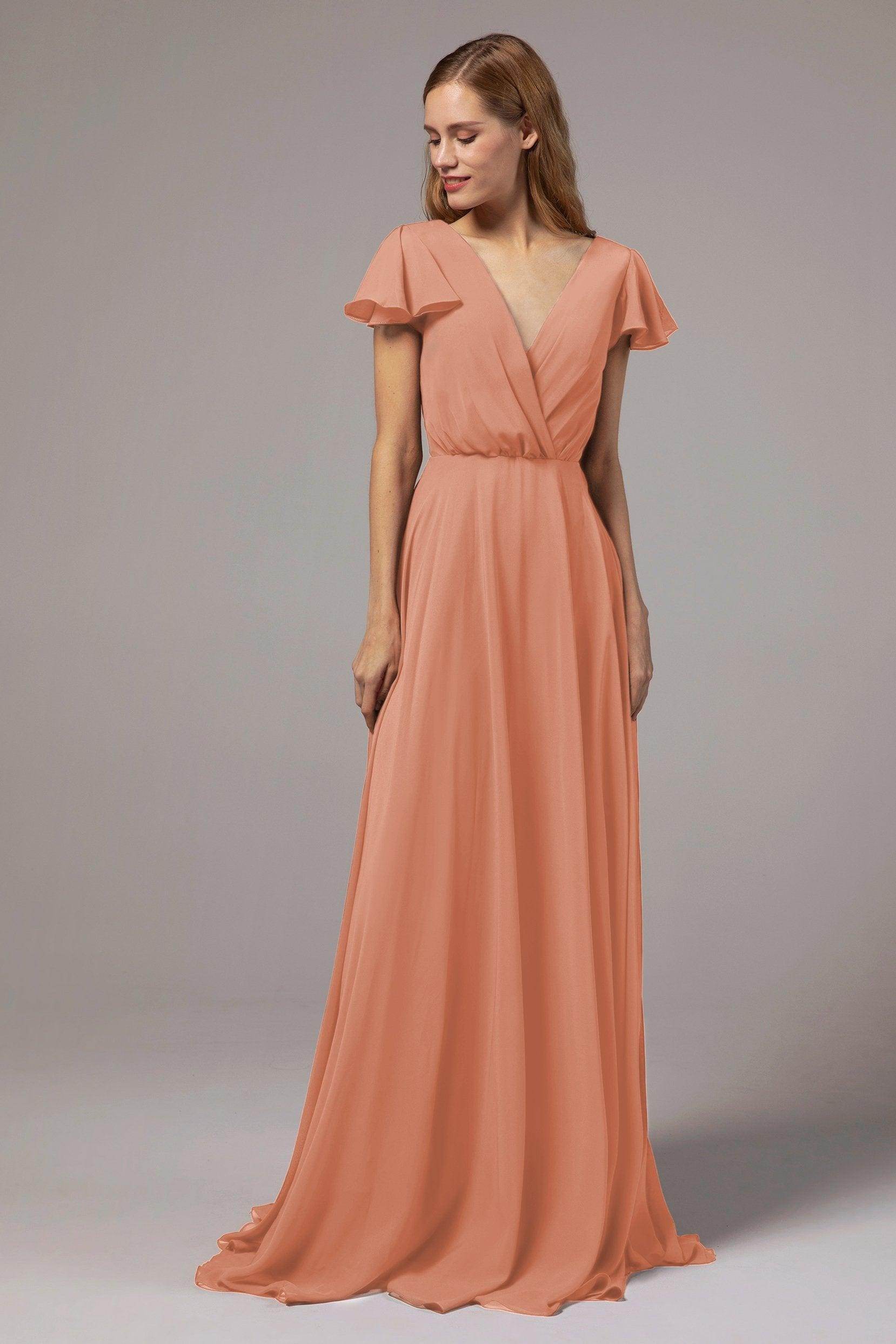 A-Line Floor Length Chiffon Bridesmaid Dress CB0410