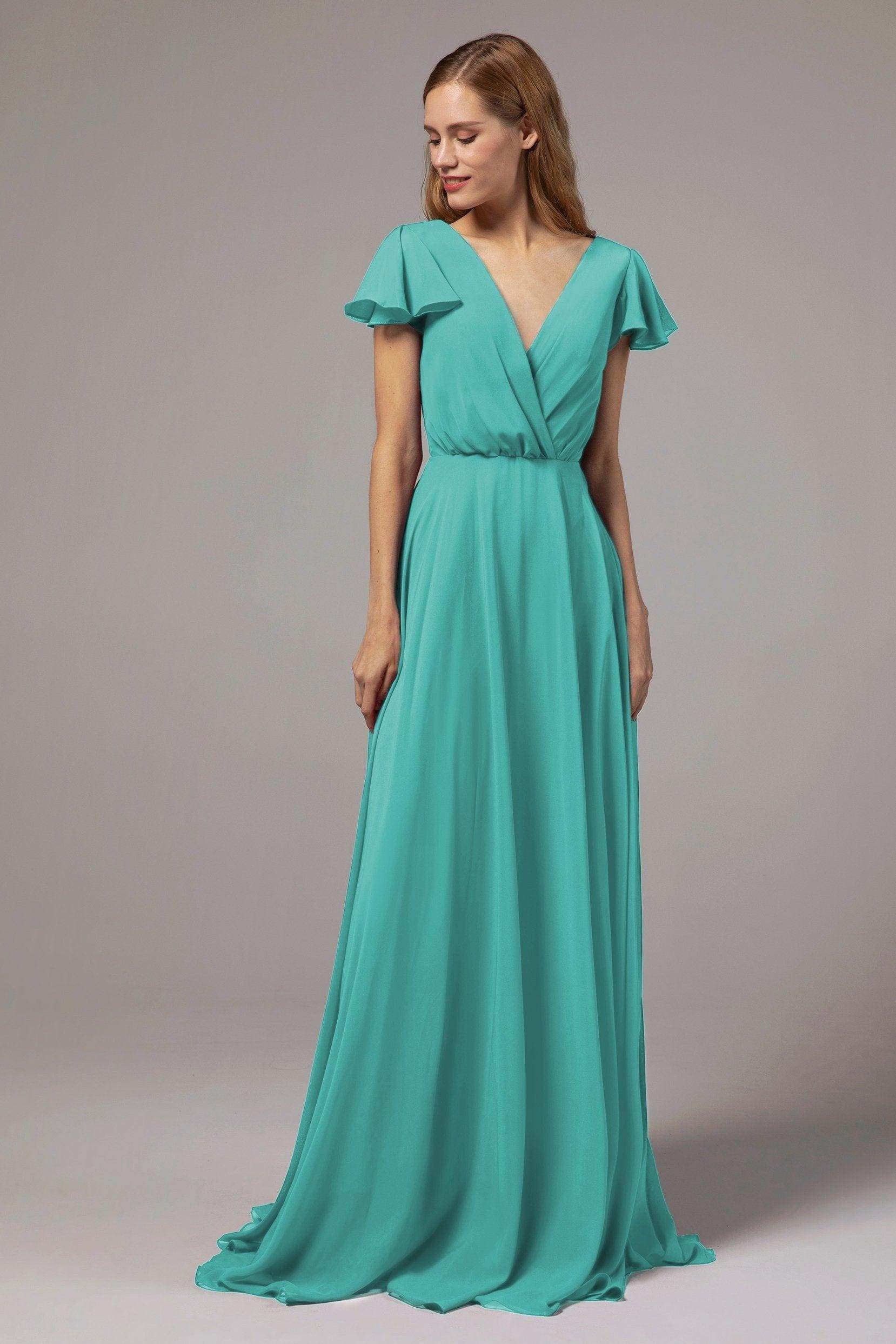 A-Line Floor Length Chiffon Bridesmaid Dress CB0410