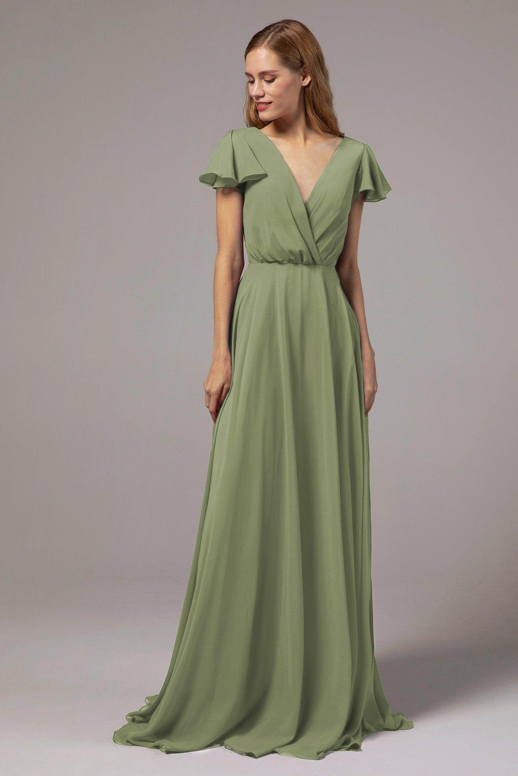 A-Line Floor Length Chiffon Bridesmaid Dress CB0410