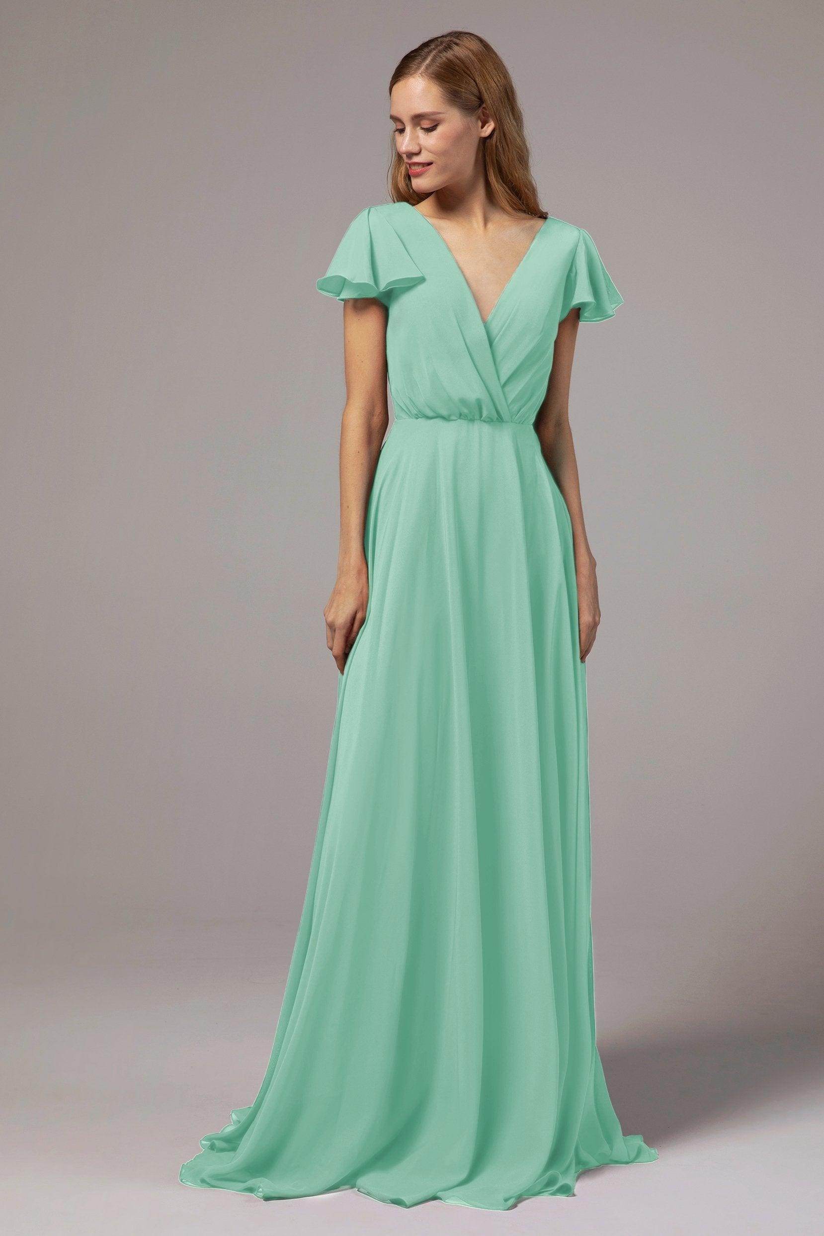 A-Line Floor Length Chiffon Bridesmaid Dress CB0410