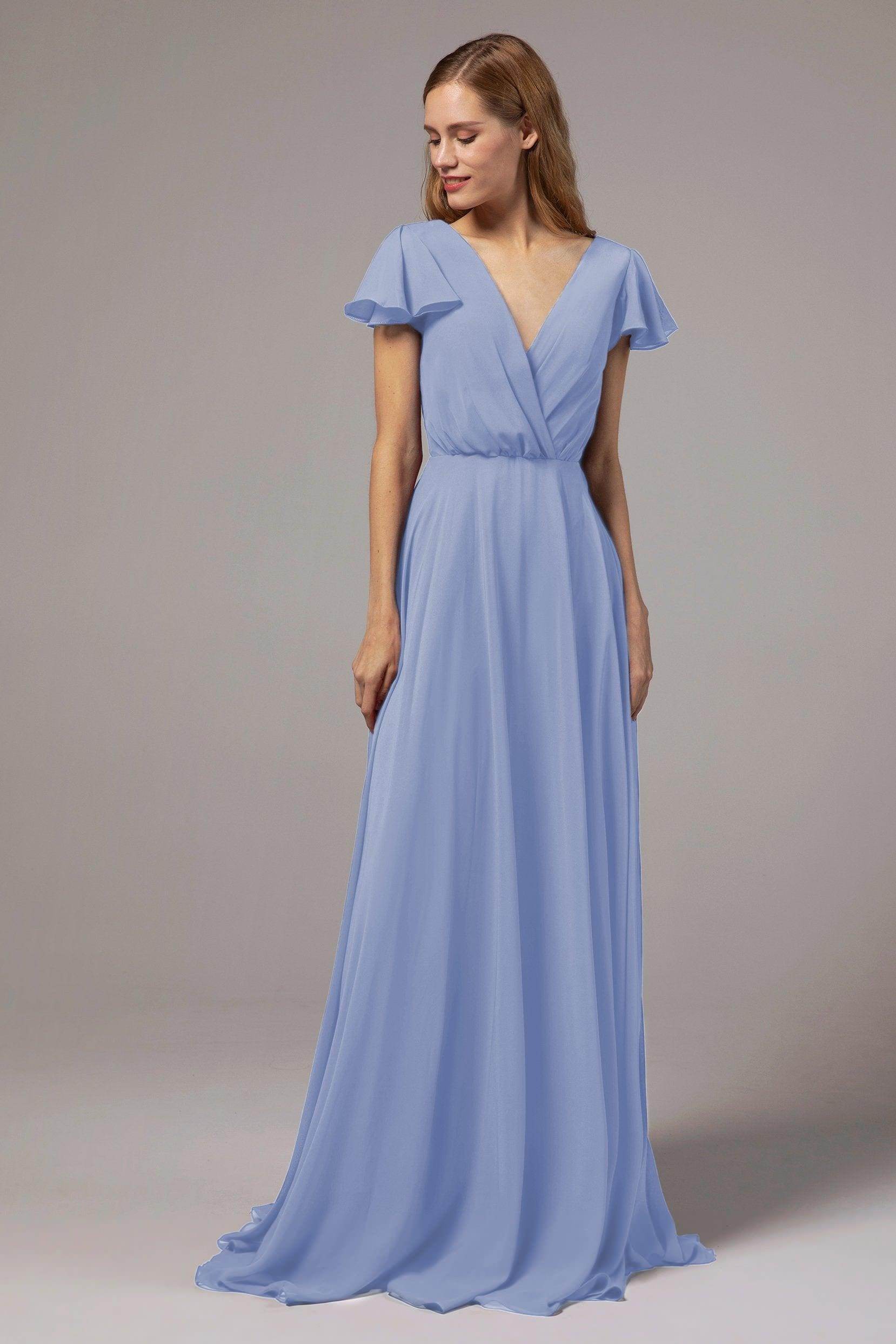 A-Line Floor Length Chiffon Bridesmaid Dress CB0410