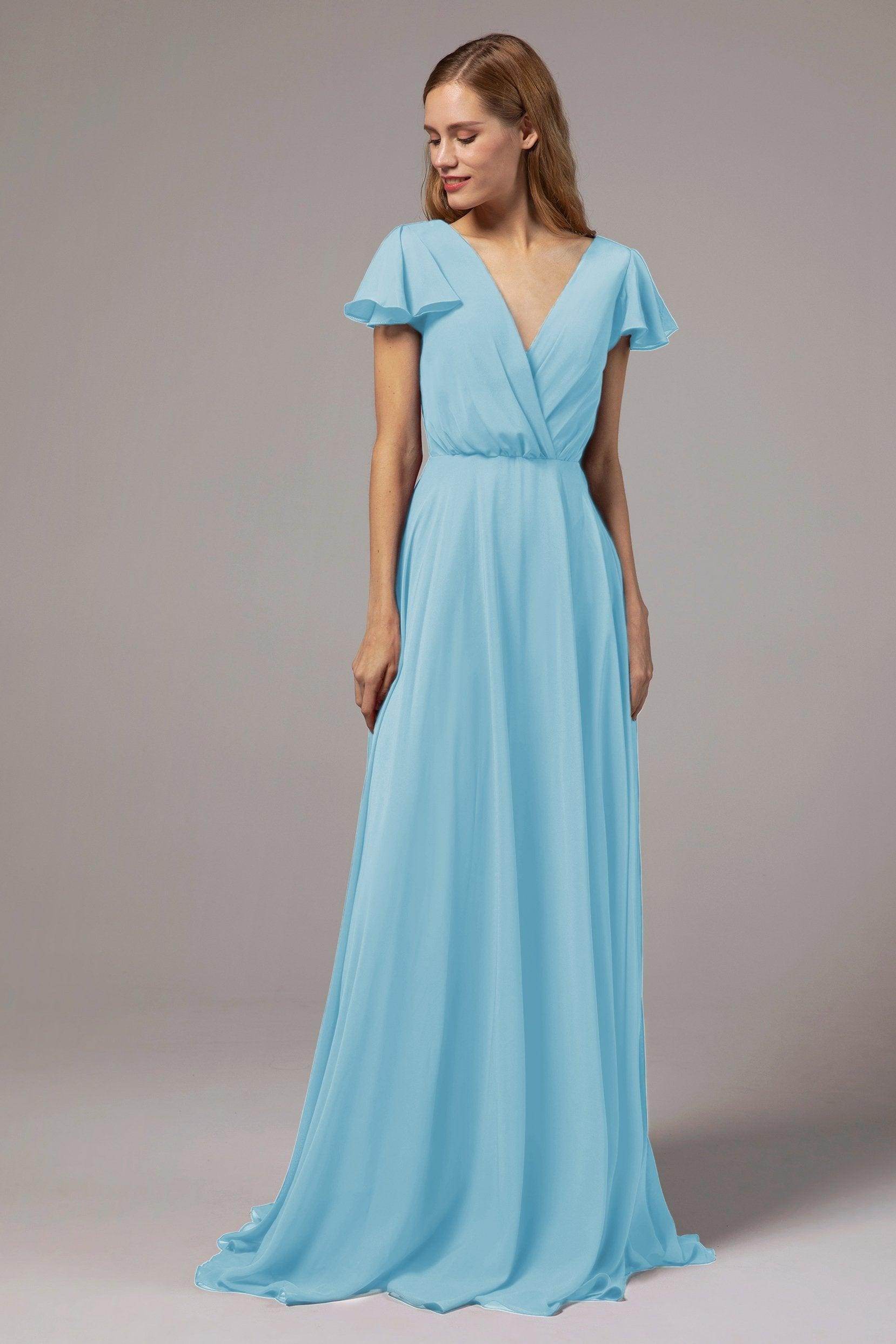 A-Line Floor Length Chiffon Bridesmaid Dress CB0410