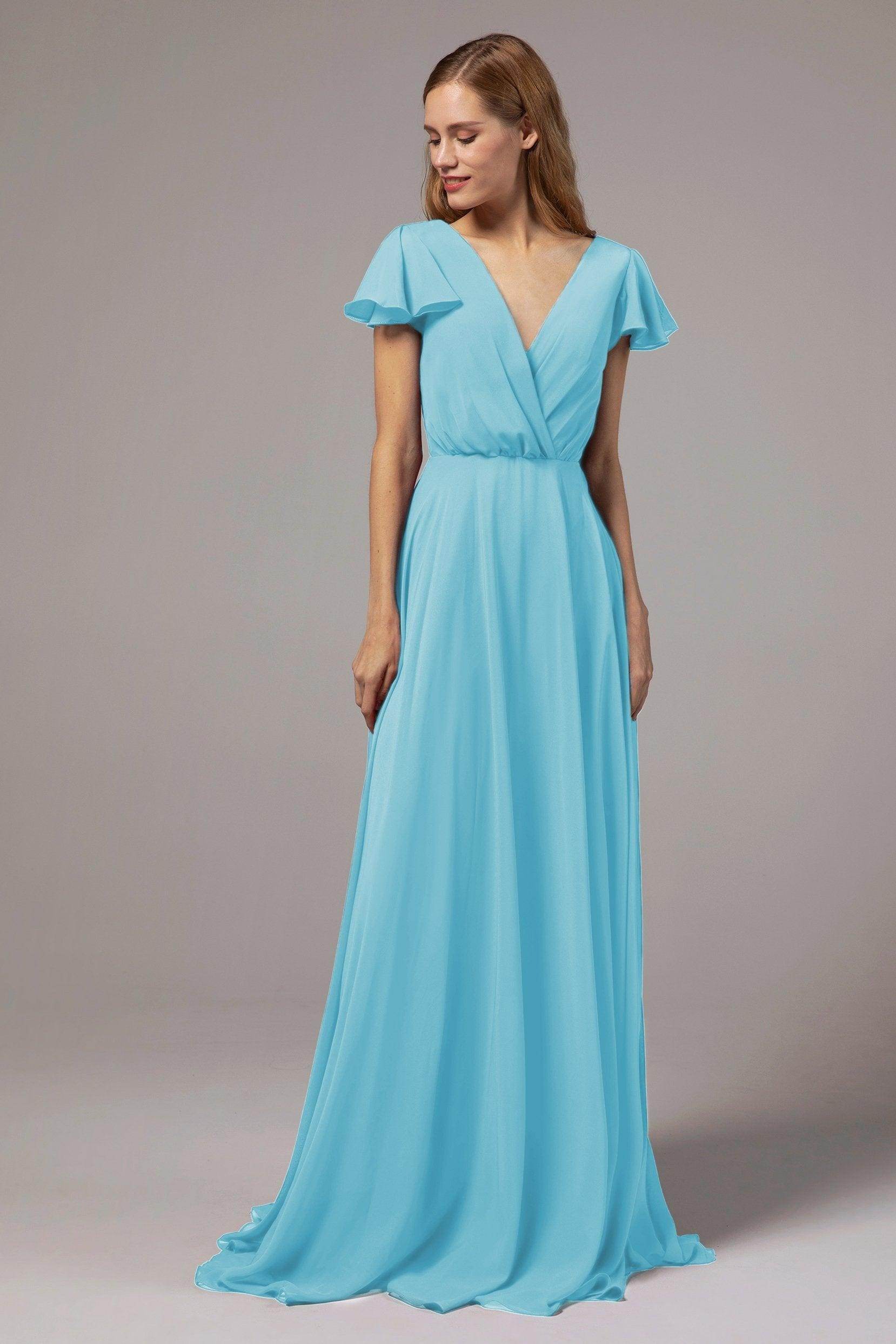 A-Line Floor Length Chiffon Bridesmaid Dress CB0410