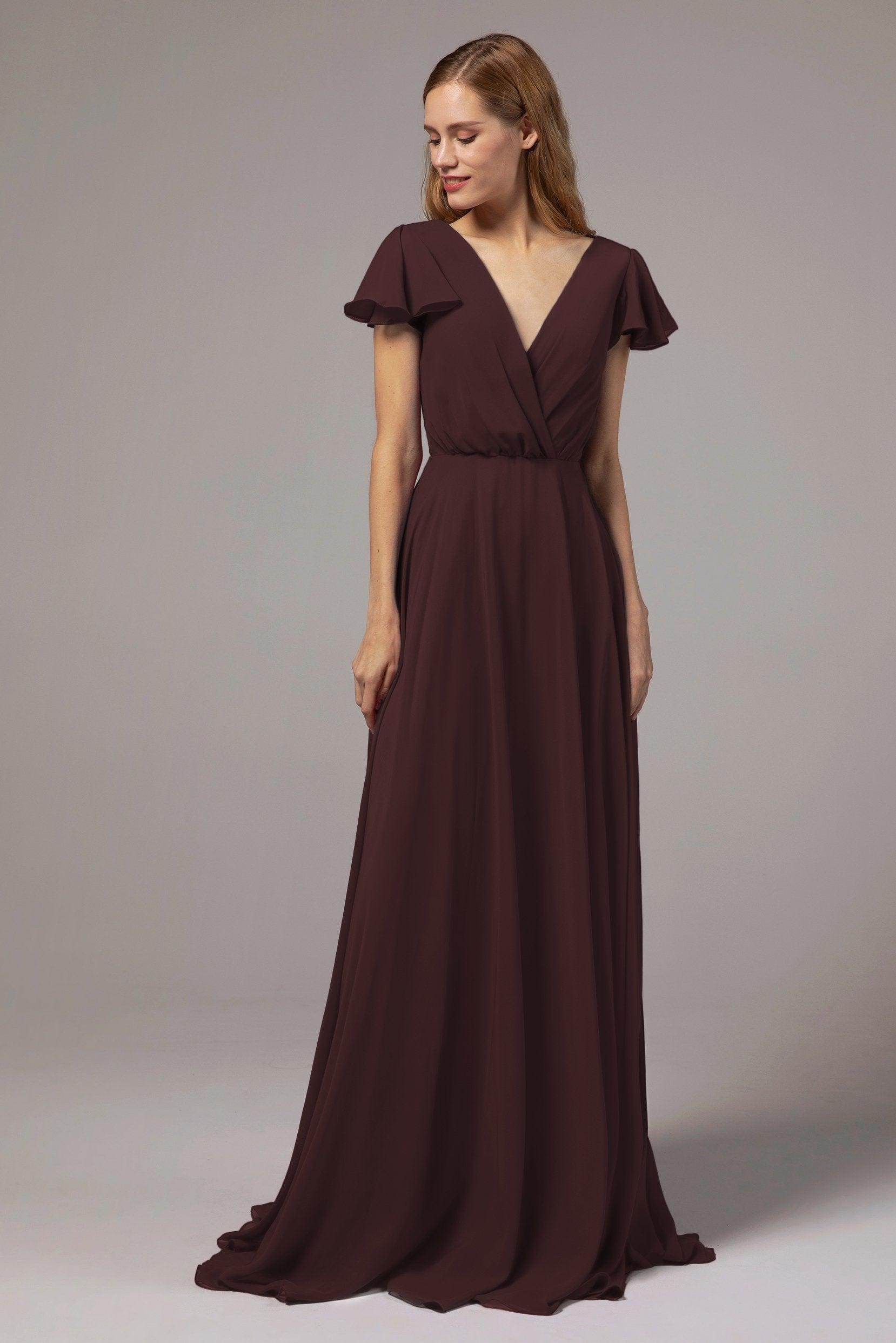 A-Line Floor Length Chiffon Bridesmaid Dress CB0410