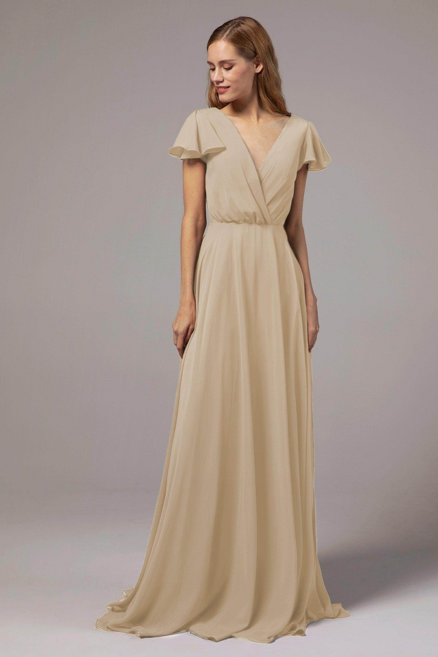 A-Line Floor Length Chiffon Bridesmaid Dress CB0410