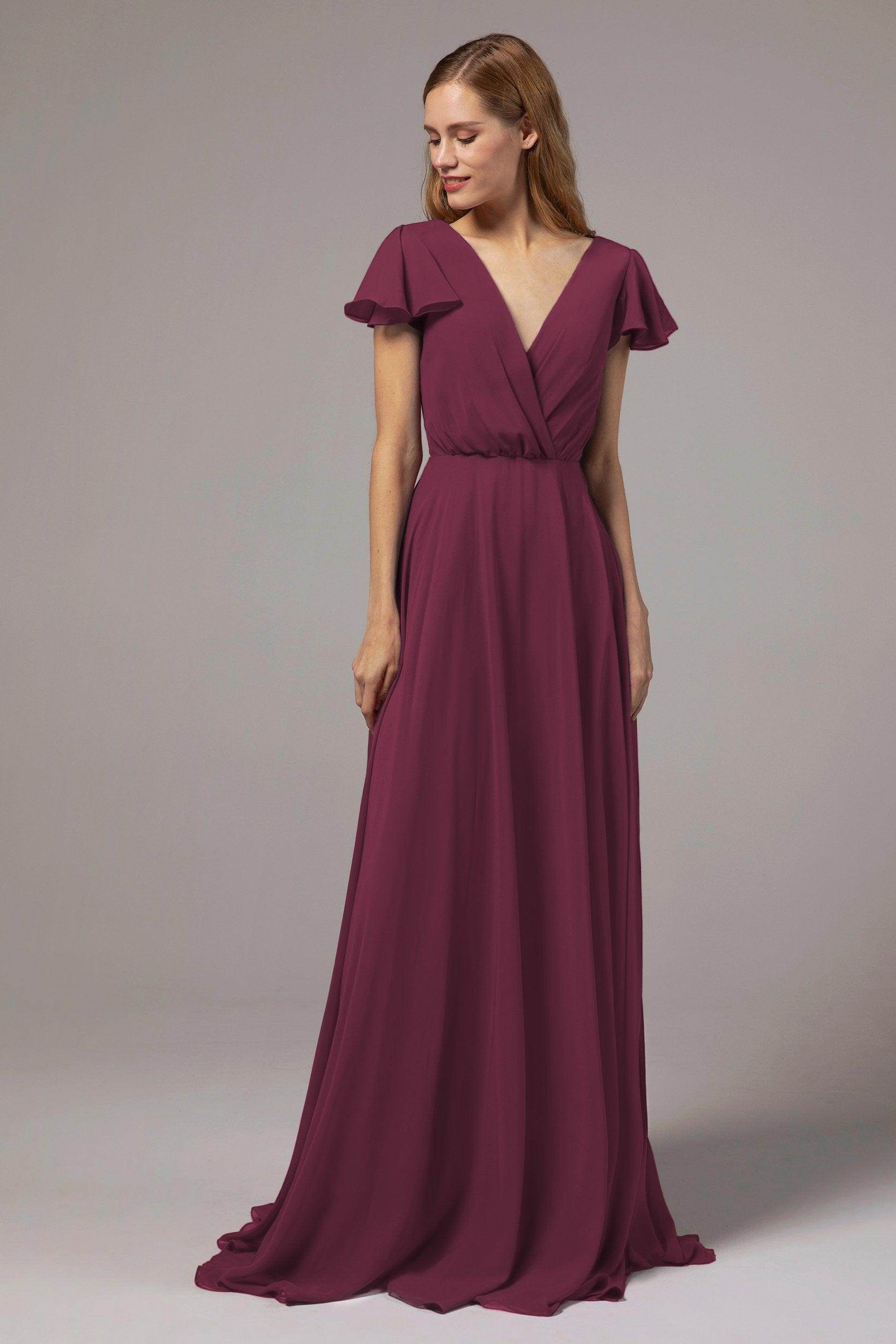 A-Line Floor Length Chiffon Bridesmaid Dress CB0410