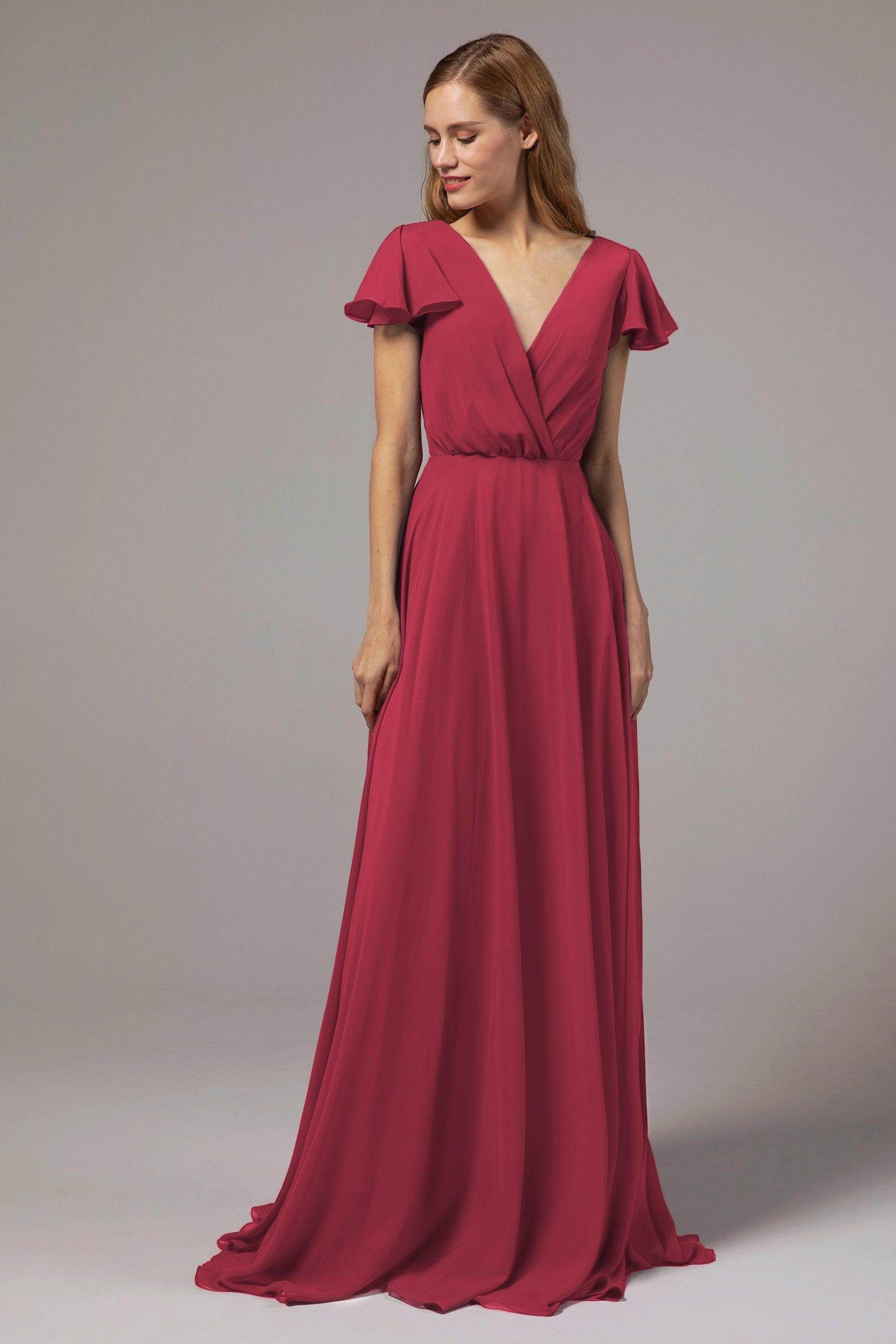 A-Line Floor Length Chiffon Bridesmaid Dress CB0410