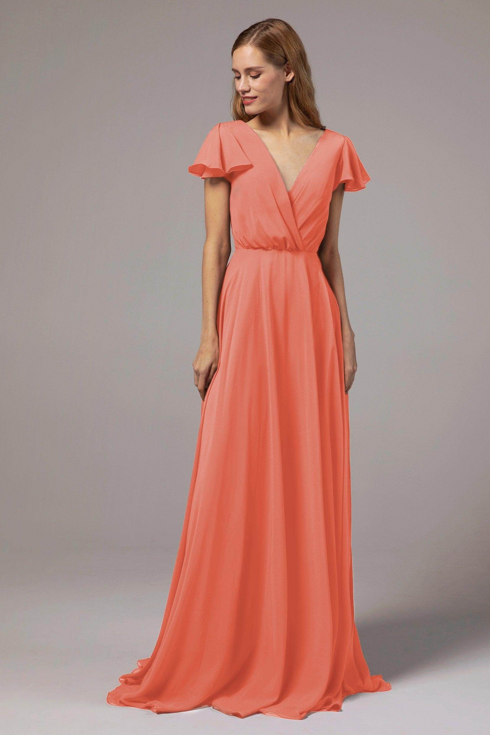 A-Line Floor Length Chiffon Bridesmaid Dress CB0410