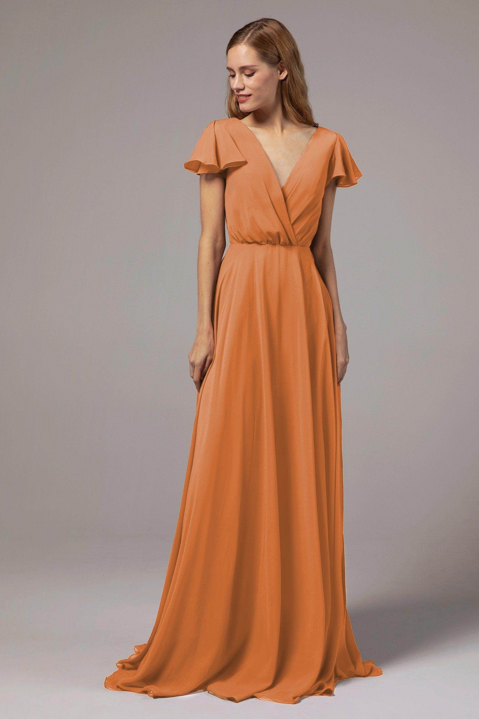 A-Line Floor Length Chiffon Bridesmaid Dress CB0410