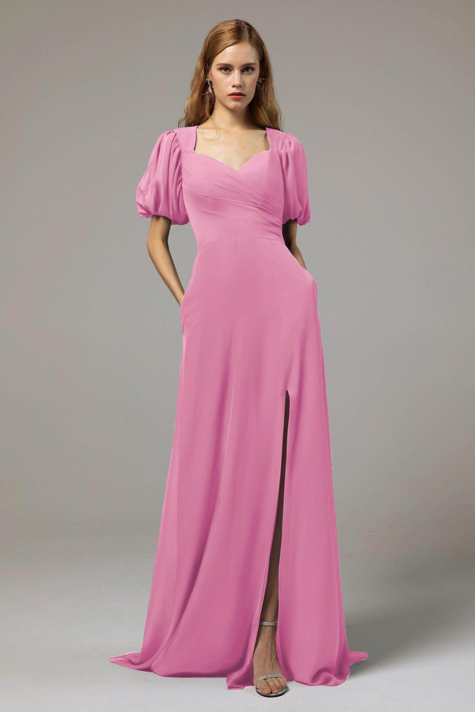 A-Line Floor Length Chiffon Bridesmaid Dress Formal Dresses CB0415