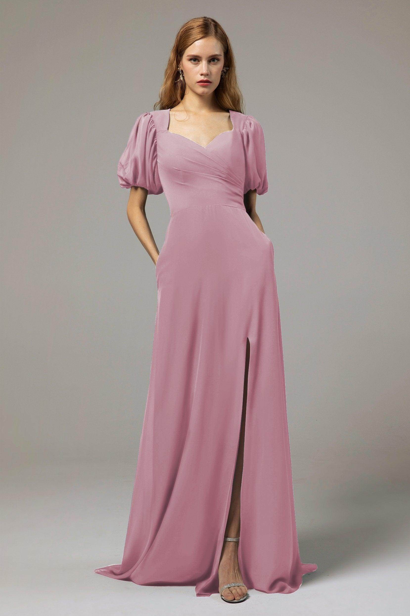 A-Line Floor Length Chiffon Bridesmaid Dress Formal Dresses CB0415