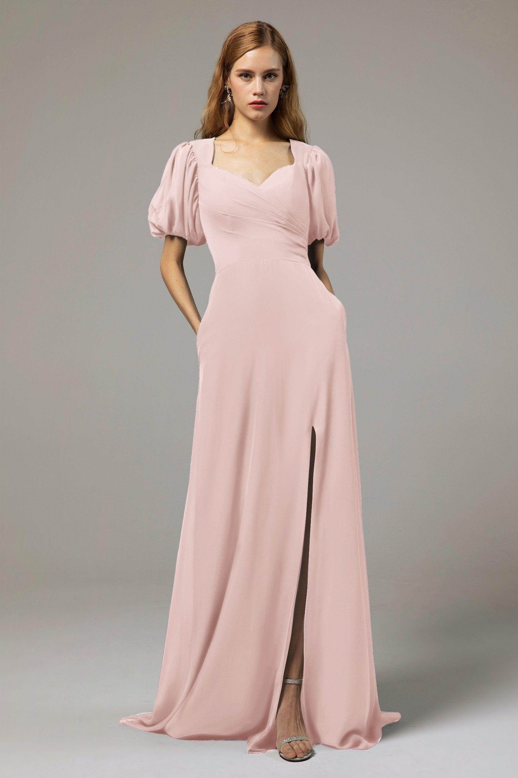 A-Line Floor Length Chiffon Bridesmaid Dress Formal Dresses CB0415