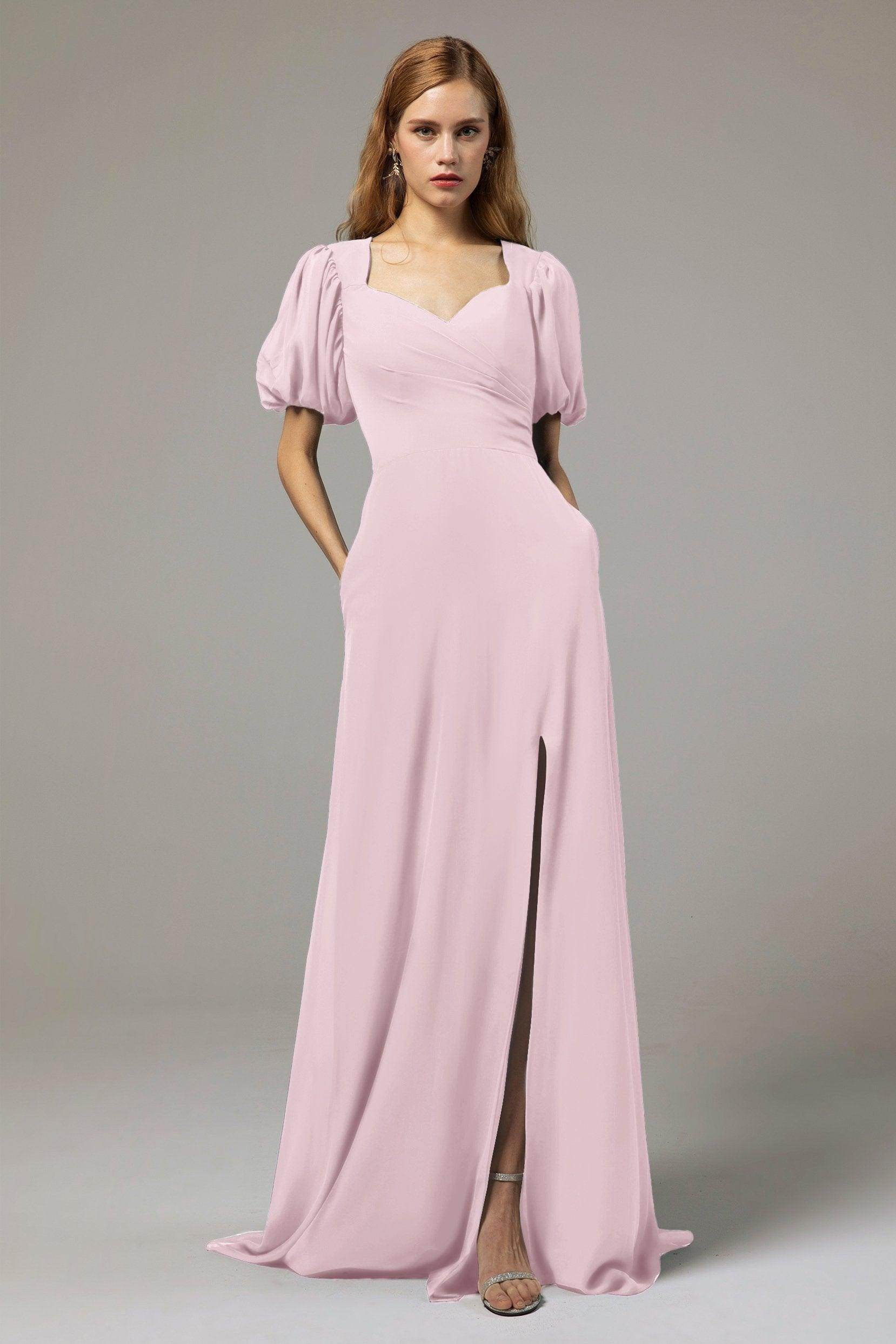 A-Line Floor Length Chiffon Bridesmaid Dress Formal Dresses CB0415