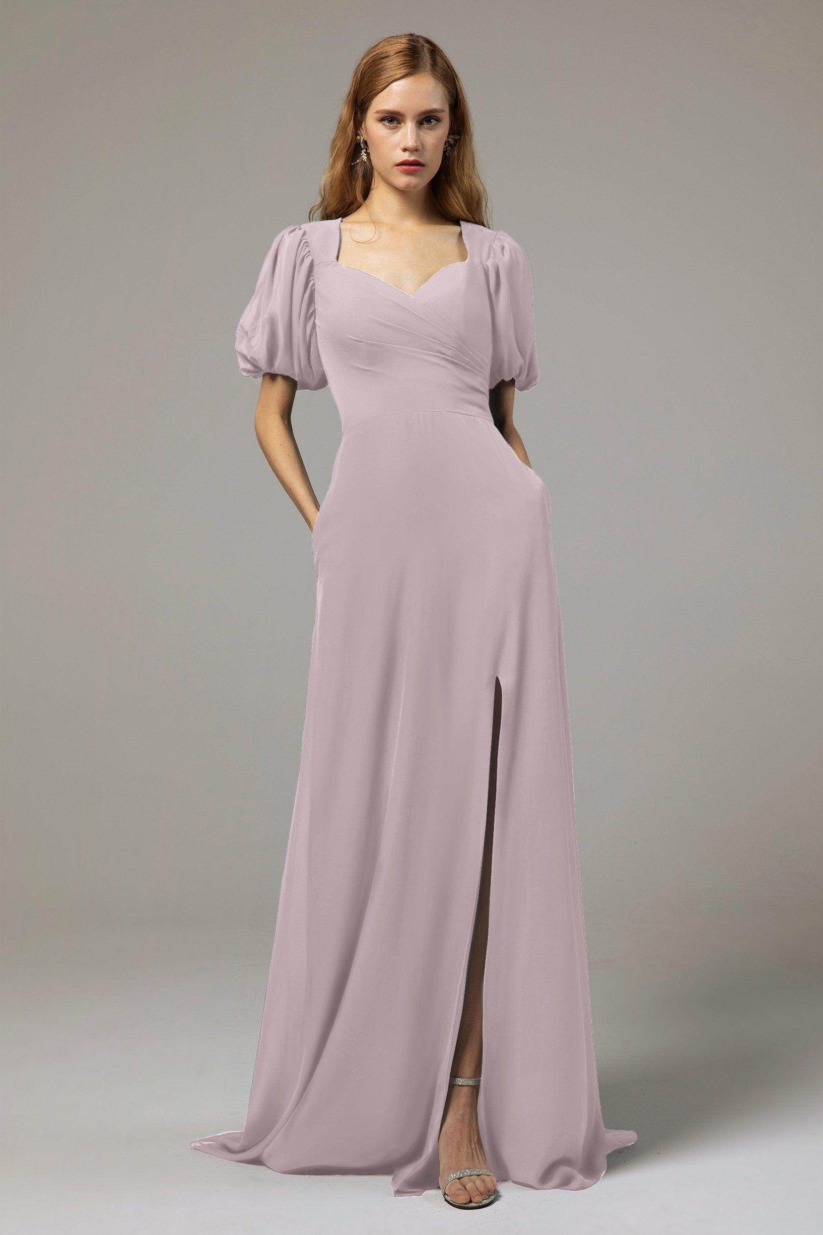 A-Line Floor Length Chiffon Bridesmaid Dress Formal Dresses CB0415