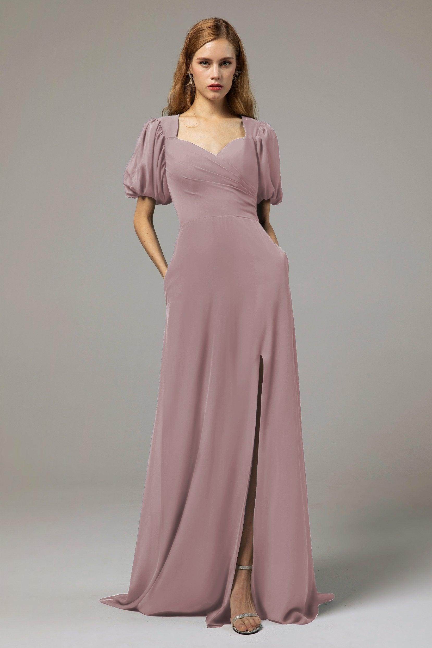A-Line Floor Length Chiffon Bridesmaid Dress Formal Dresses CB0415
