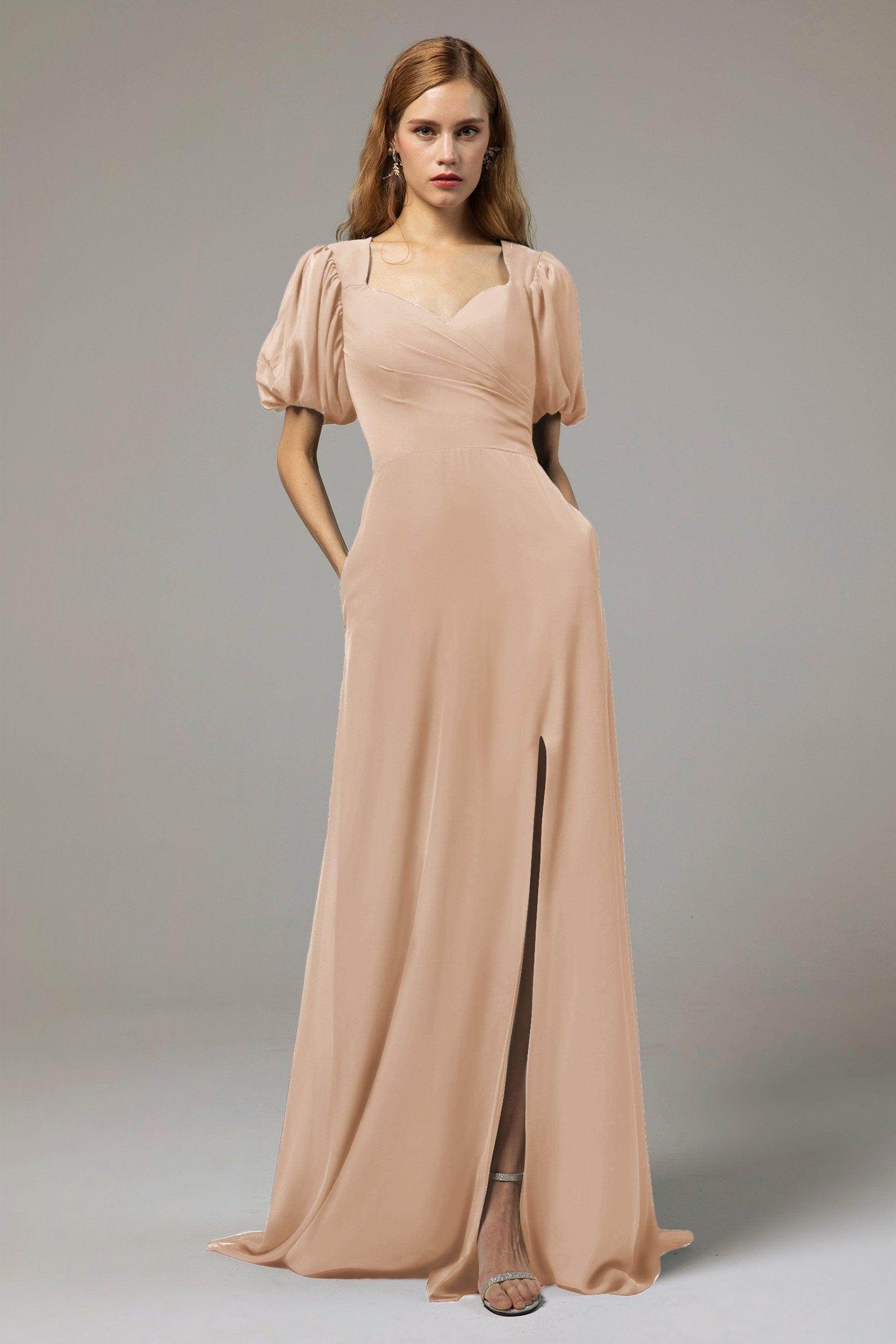 A-Line Floor Length Chiffon Bridesmaid Dress Formal Dresses CB0415