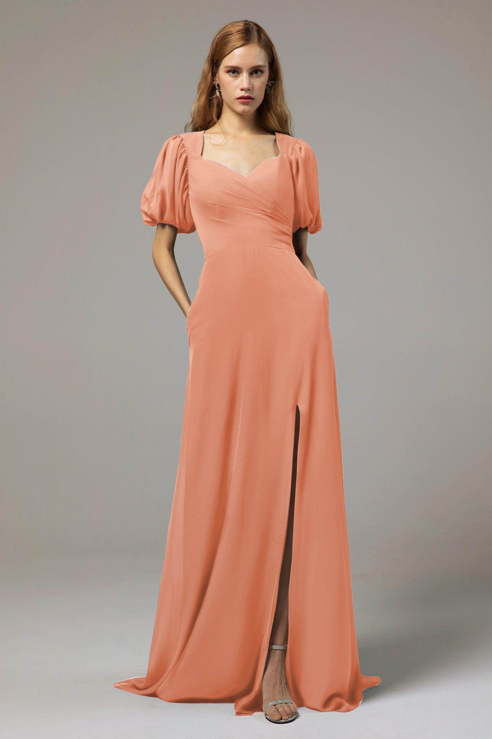 A-Line Floor Length Chiffon Bridesmaid Dress Formal Dresses CB0415