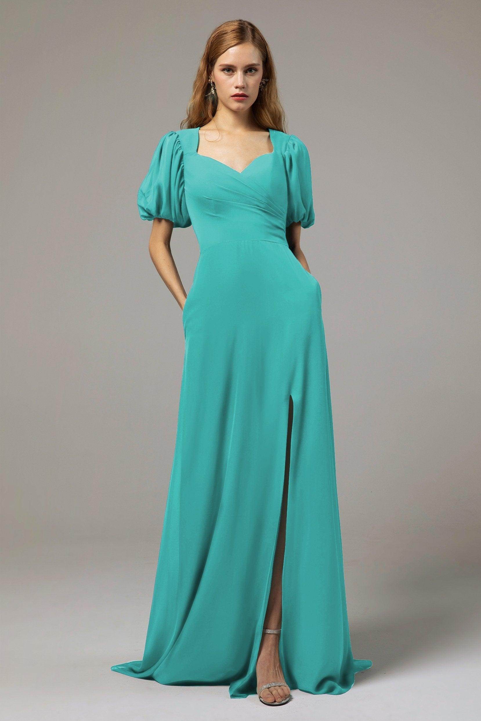 A-Line Floor Length Chiffon Bridesmaid Dress Formal Dresses CB0415