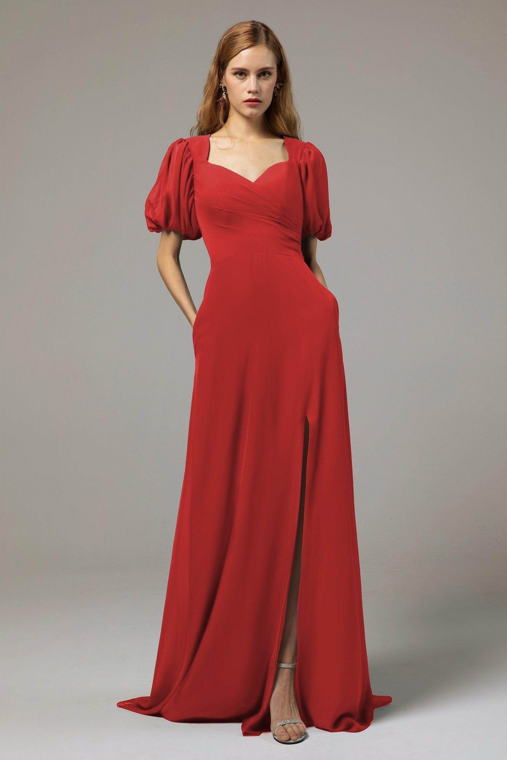 A-Line Floor Length Chiffon Bridesmaid Dress Formal Dresses CB0415
