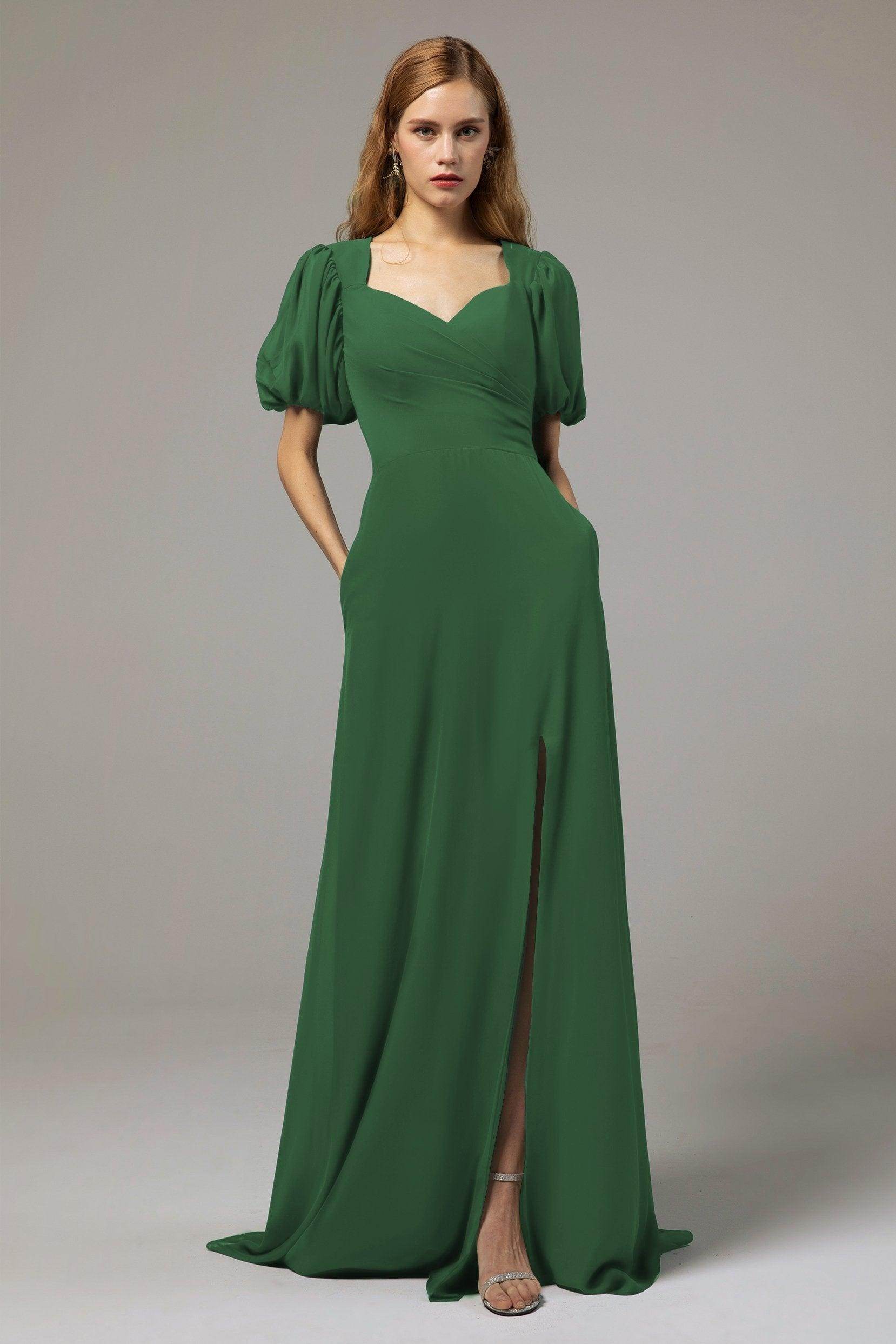 A-Line Floor Length Chiffon Bridesmaid Dress Formal Dresses CB0415