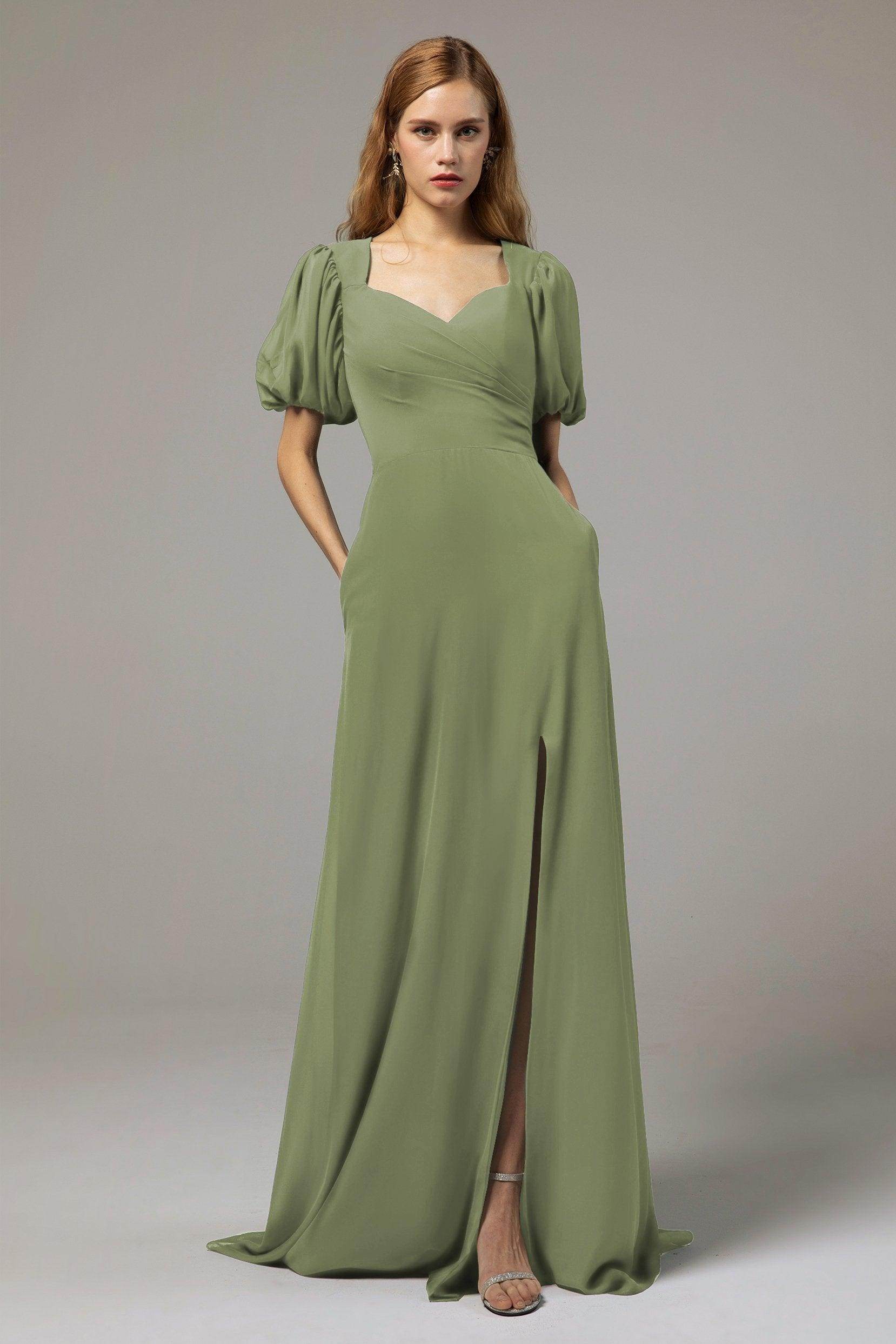 A-Line Floor Length Chiffon Bridesmaid Dress Formal Dresses CB0415