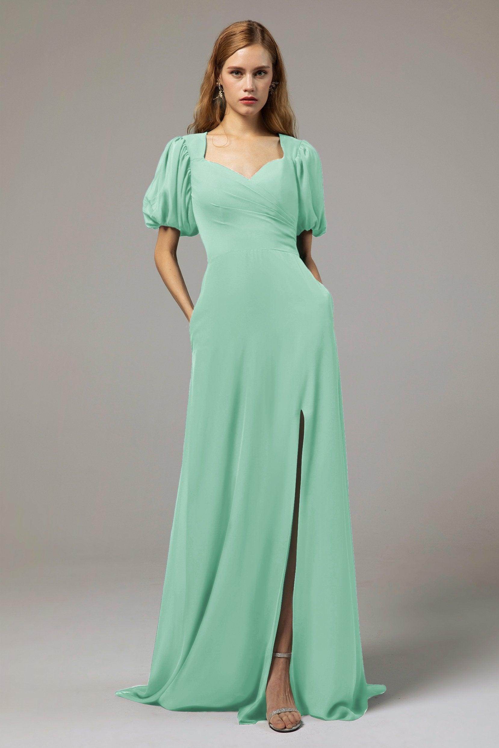 A-Line Floor Length Chiffon Bridesmaid Dress Formal Dresses CB0415