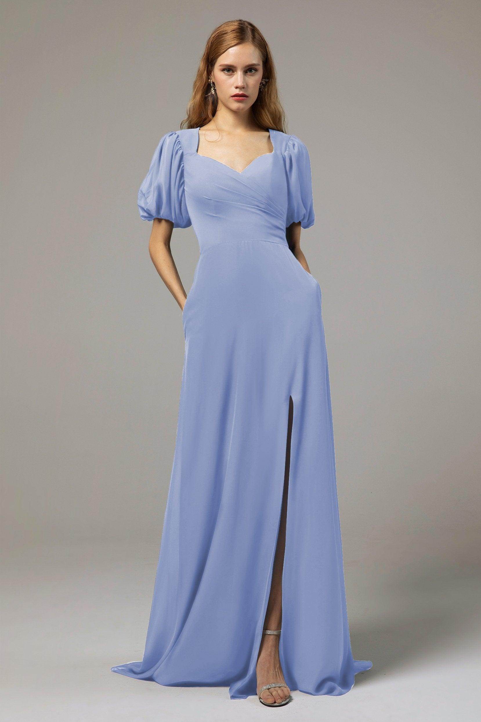 A-Line Floor Length Chiffon Bridesmaid Dress Formal Dresses CB0415
