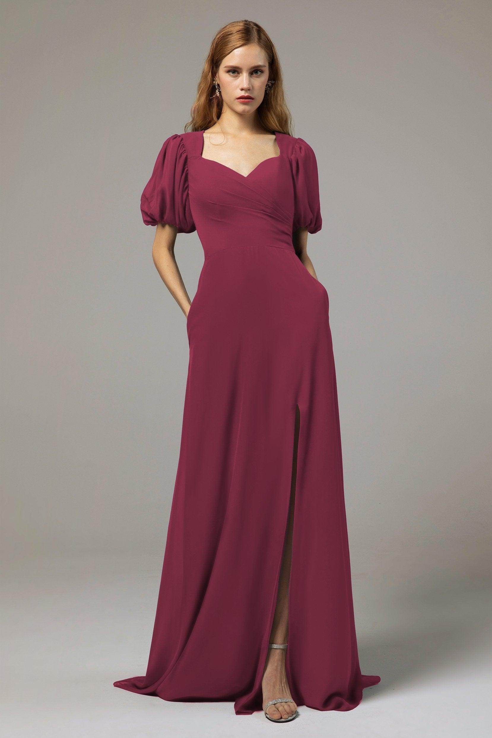 A-Line Floor Length Chiffon Bridesmaid Dress Formal Dresses CB0415