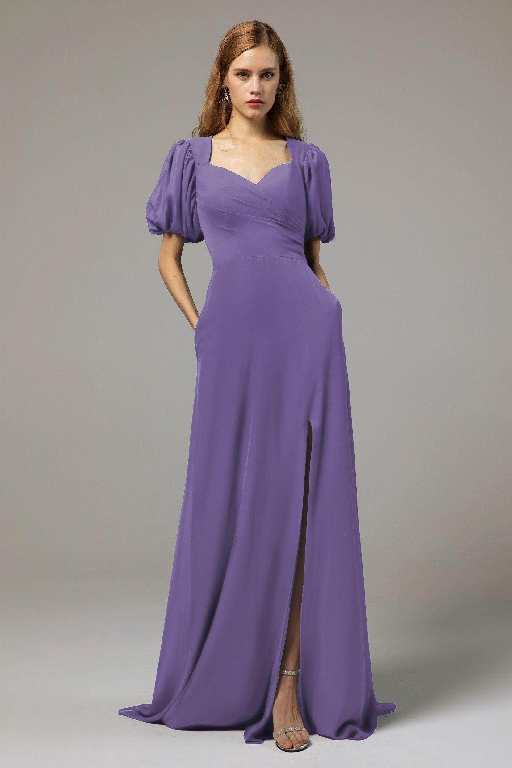 A-Line Floor Length Chiffon Bridesmaid Dress Formal Dresses CB0415