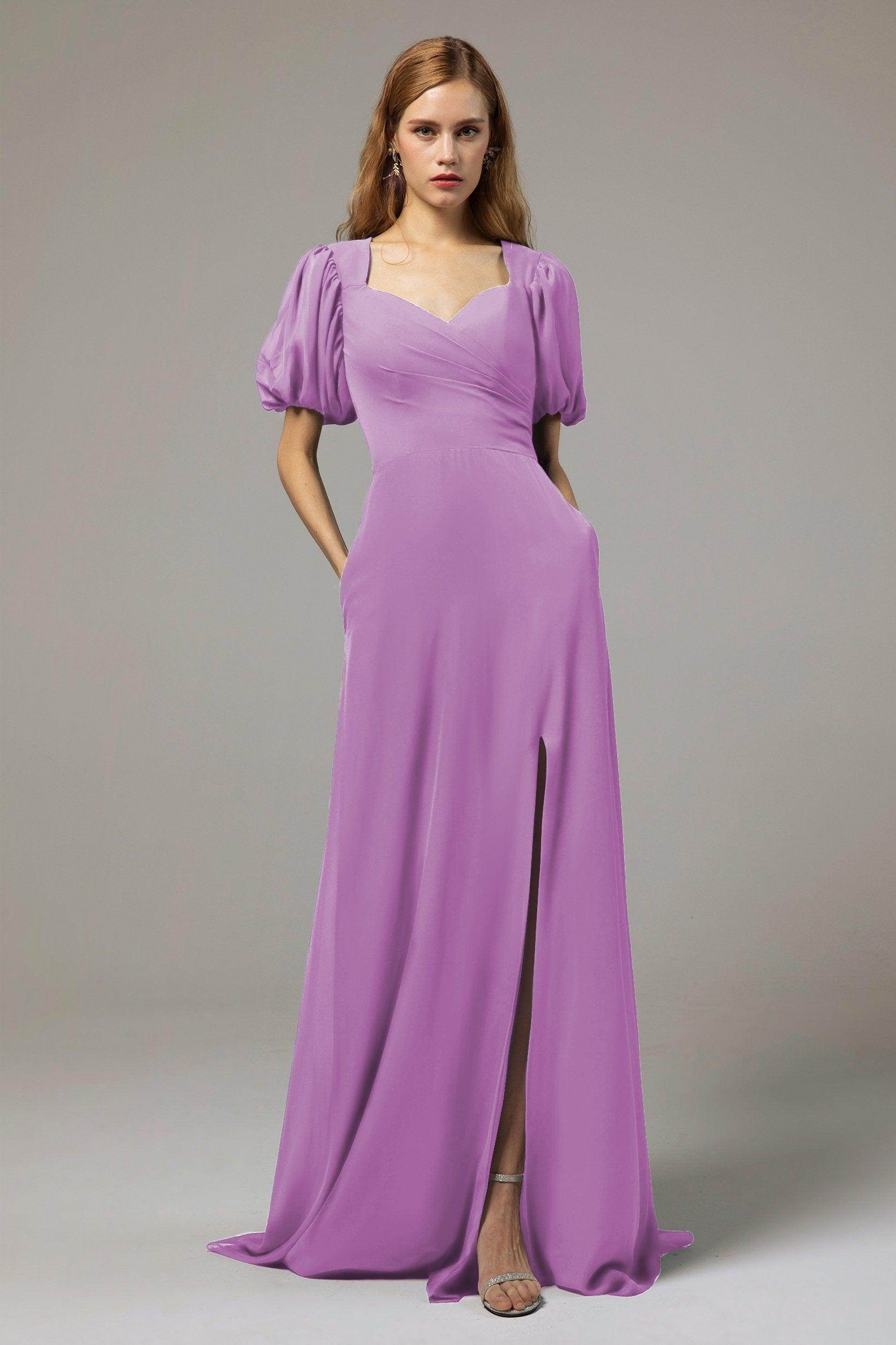 A-Line Floor Length Chiffon Bridesmaid Dress Formal Dresses CB0415