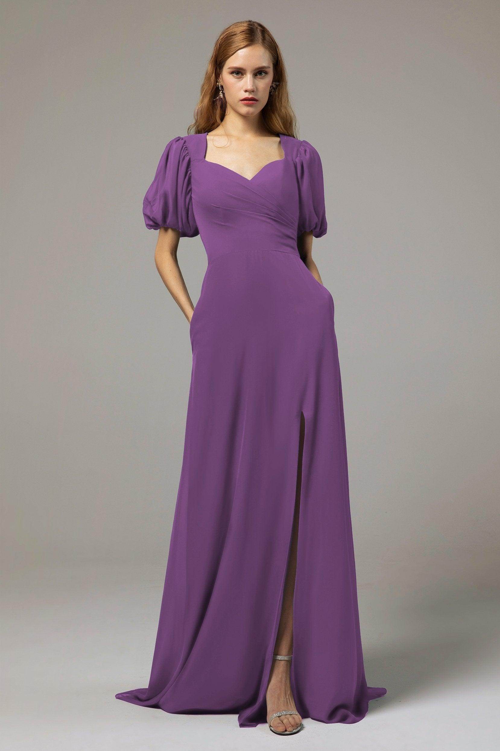 A-Line Floor Length Chiffon Bridesmaid Dress Formal Dresses CB0415
