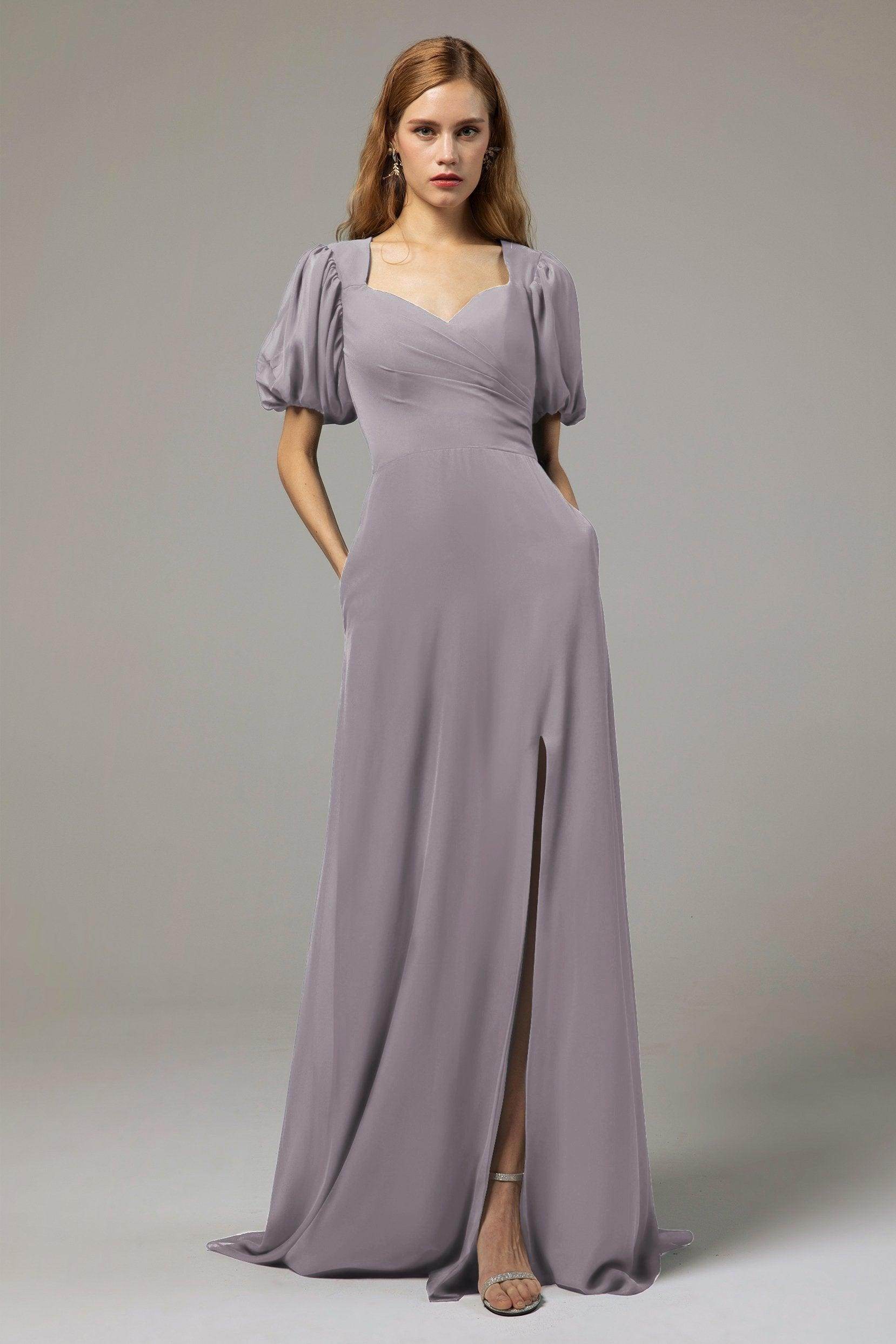 A-Line Floor Length Chiffon Bridesmaid Dress Formal Dresses CB0415