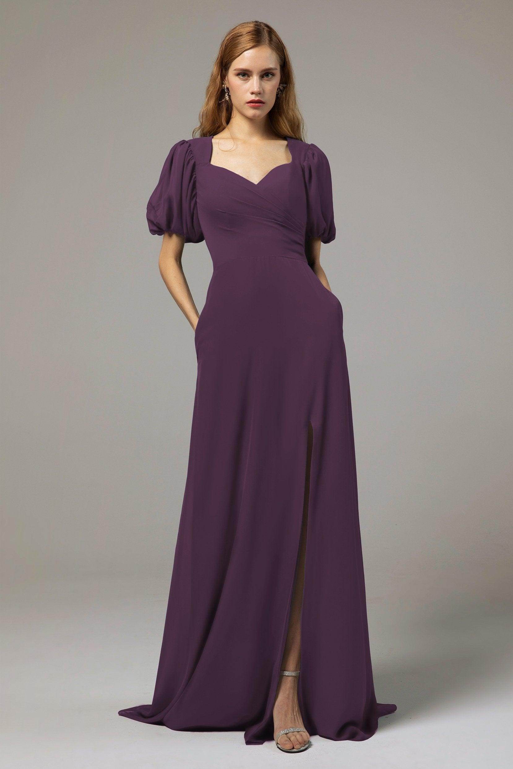 A-Line Floor Length Chiffon Bridesmaid Dress Formal Dresses CB0415