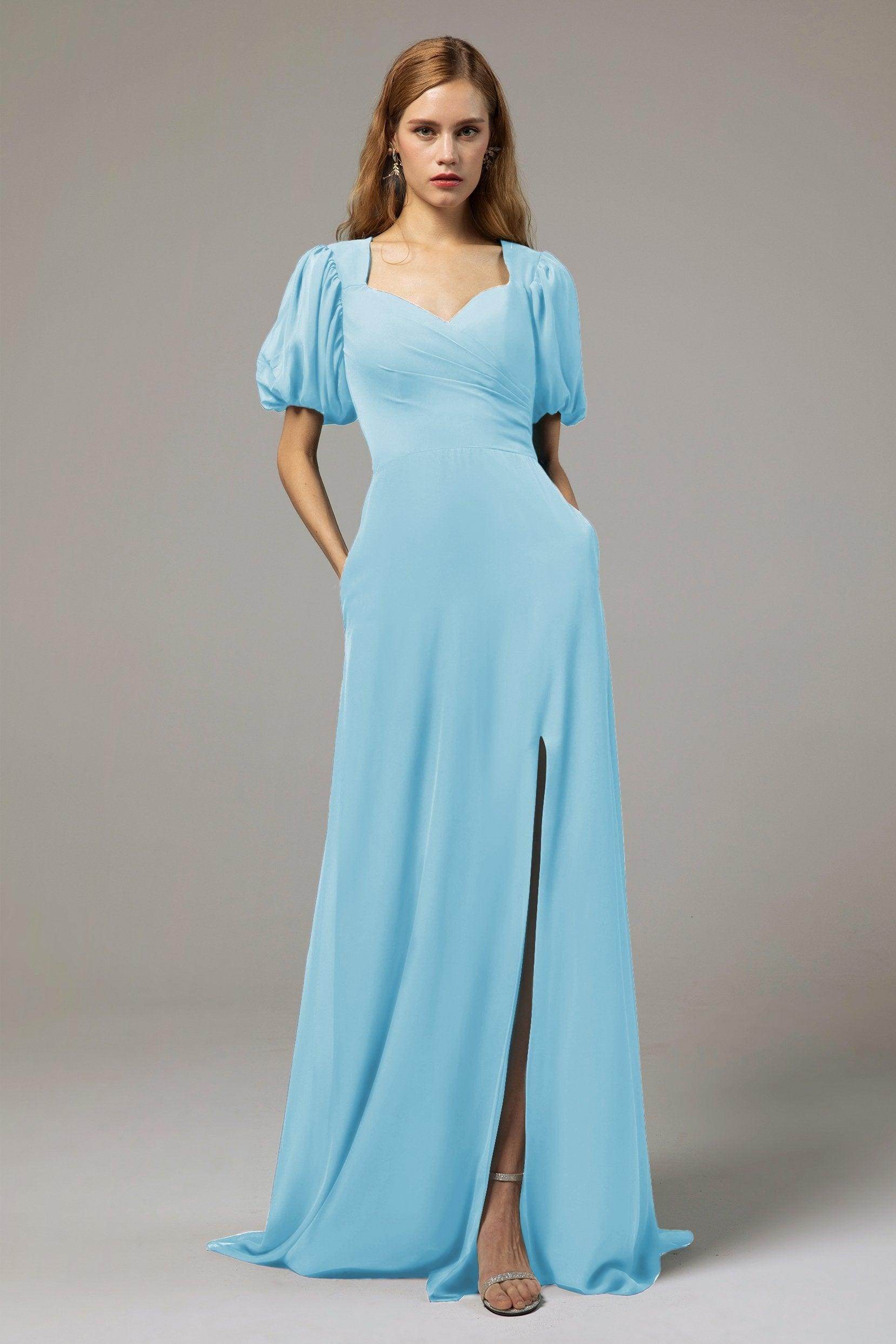 A-Line Floor Length Chiffon Bridesmaid Dress Formal Dresses CB0415