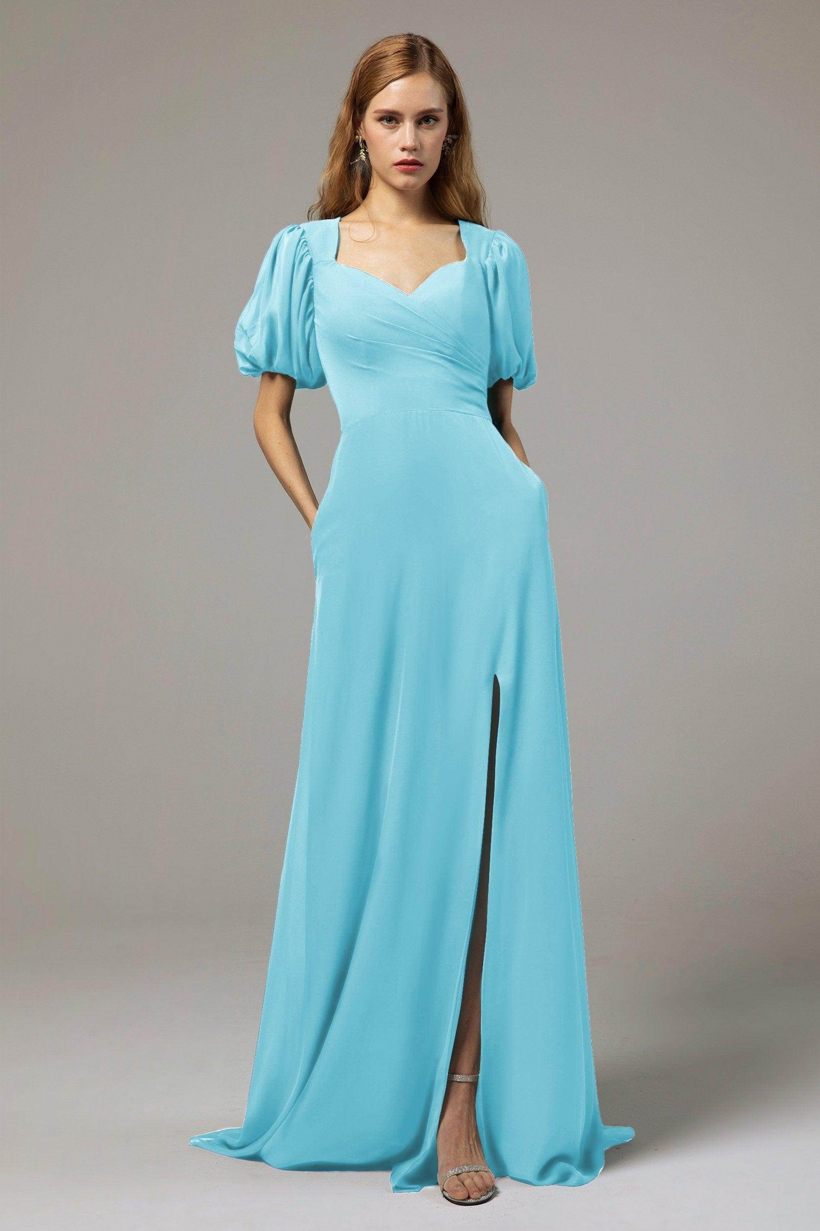A-Line Floor Length Chiffon Bridesmaid Dress Formal Dresses CB0415