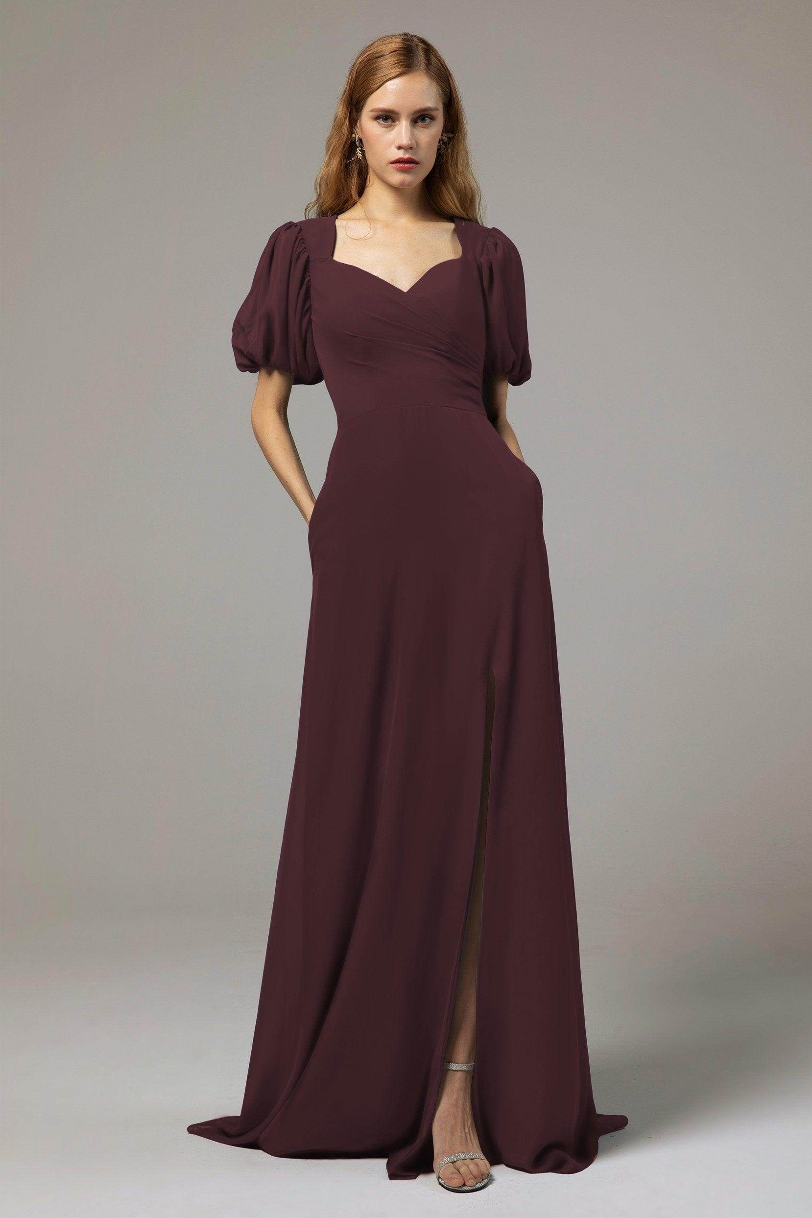 A-Line Floor Length Chiffon Bridesmaid Dress Formal Dresses CB0415