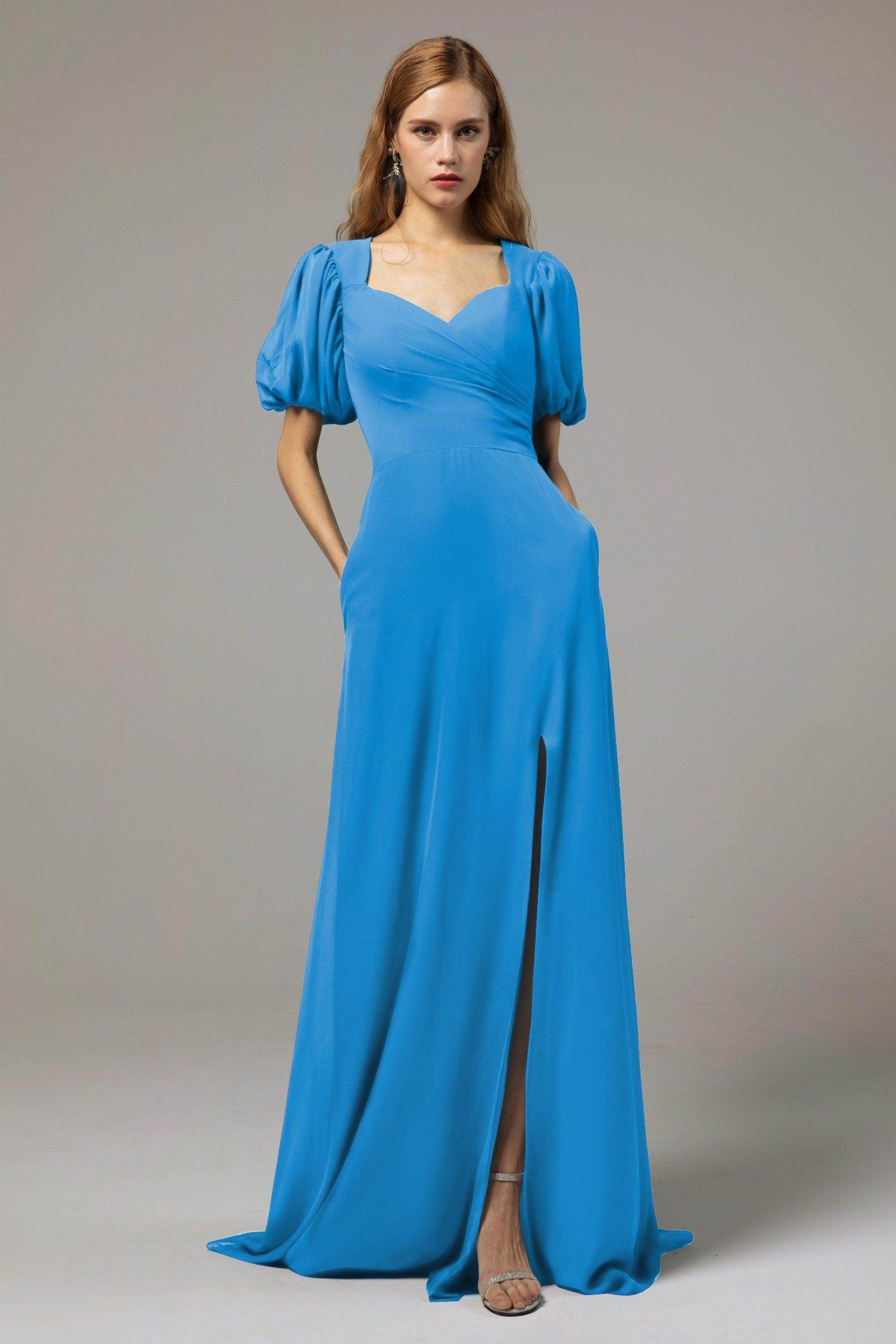 A-Line Floor Length Chiffon Bridesmaid Dress Formal Dresses CB0415