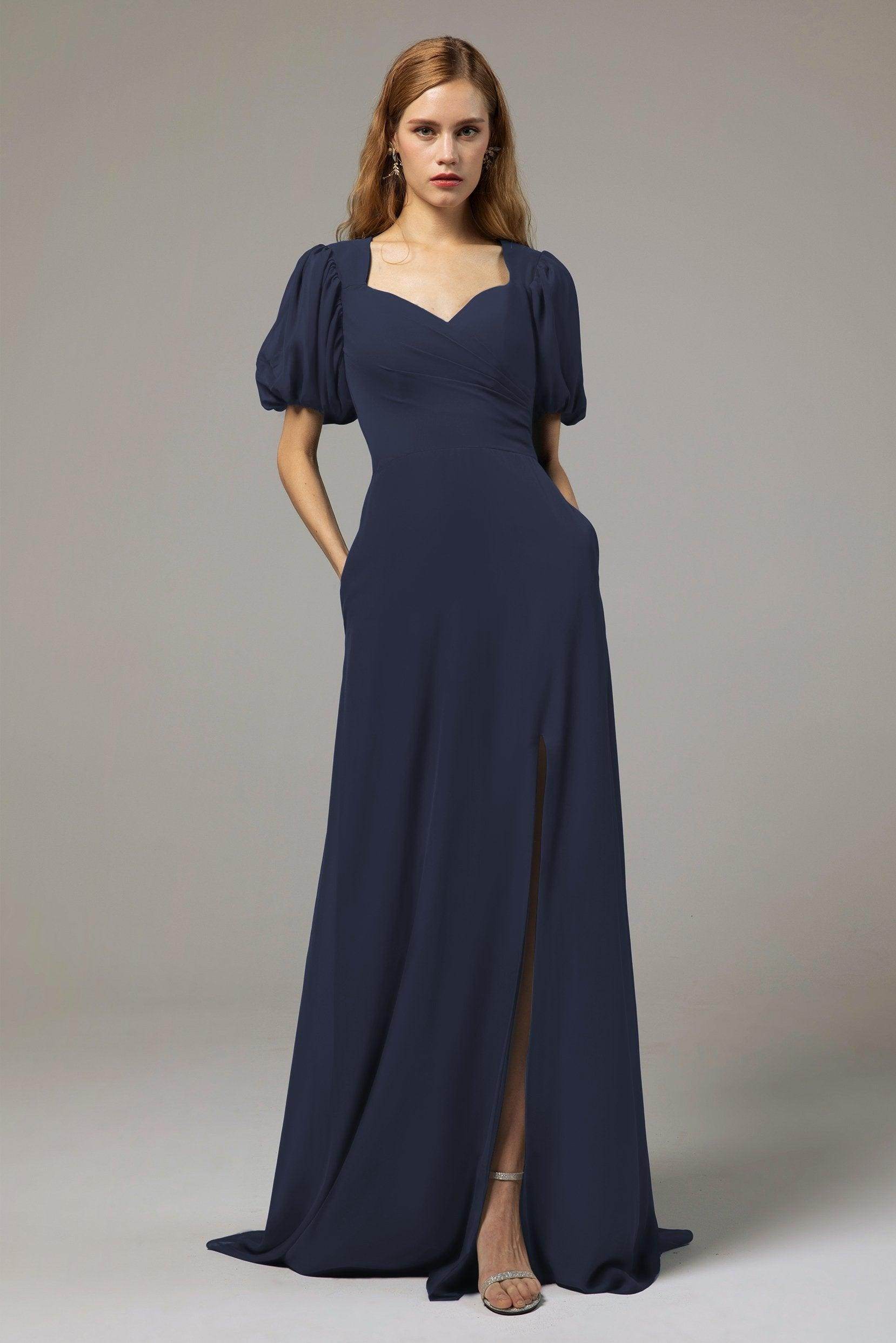 A-Line Floor Length Chiffon Bridesmaid Dress Formal Dresses CB0415