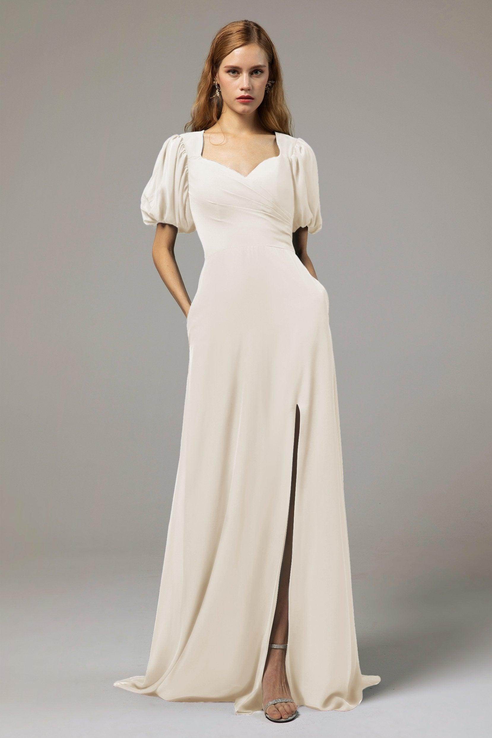 A-Line Floor Length Chiffon Bridesmaid Dress Formal Dresses CB0415