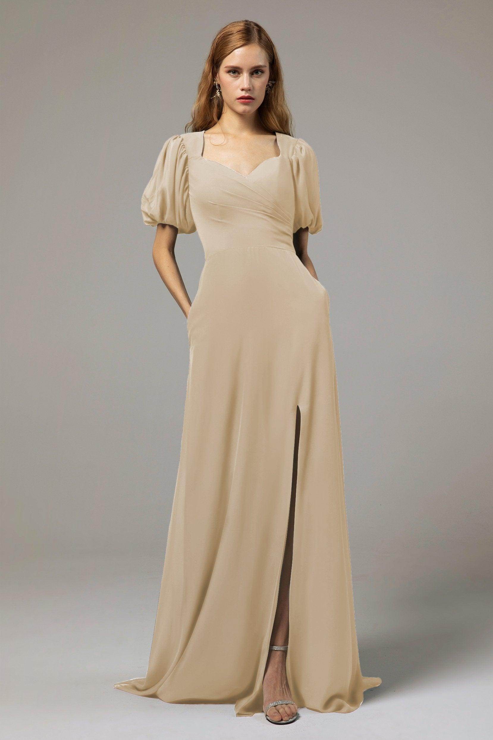 A-Line Floor Length Chiffon Bridesmaid Dress Formal Dresses CB0415