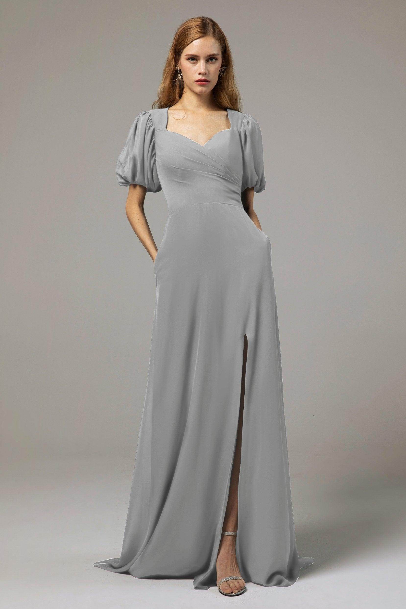 A-Line Floor Length Chiffon Bridesmaid Dress Formal Dresses CB0415
