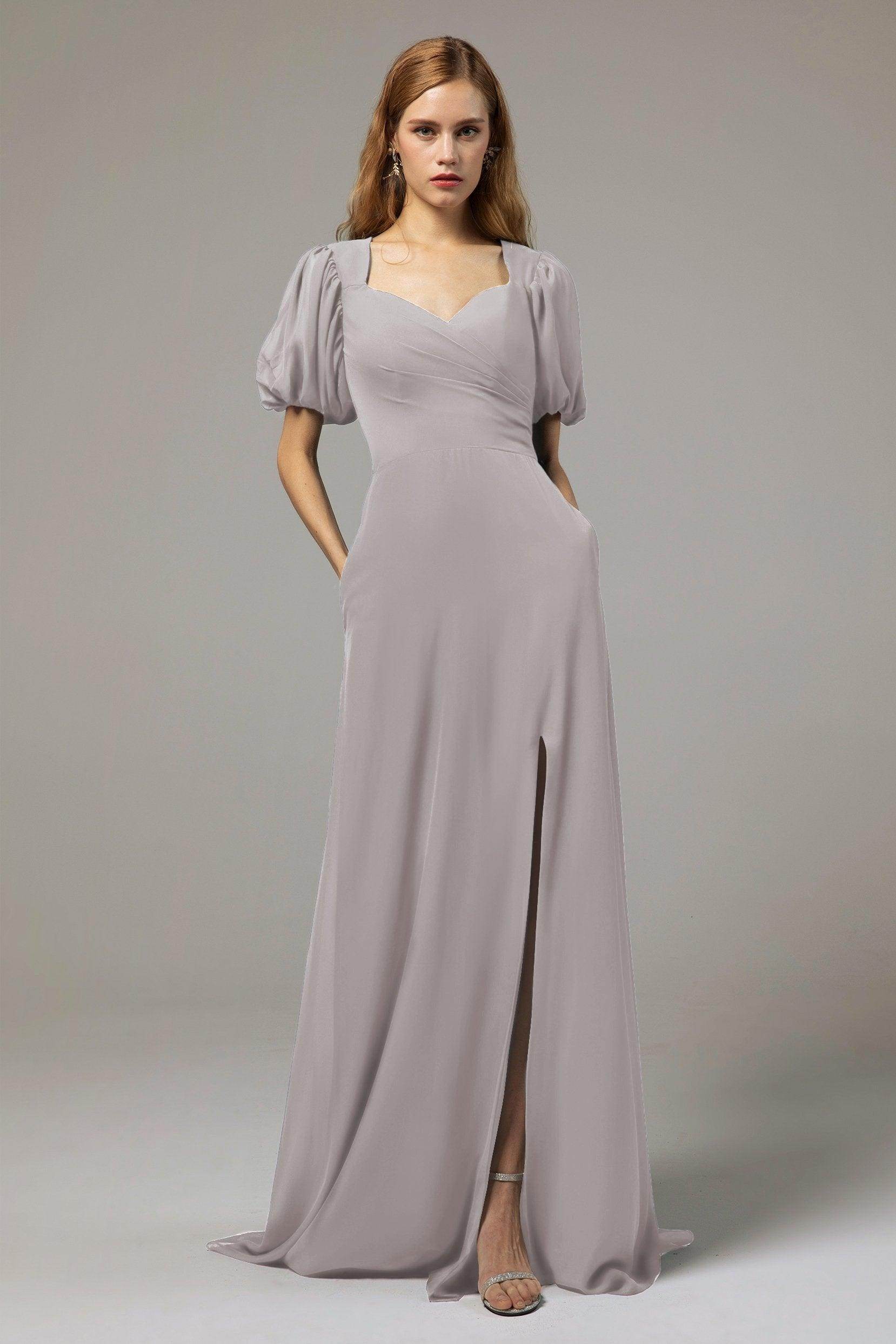 A-Line Floor Length Chiffon Bridesmaid Dress Formal Dresses CB0415