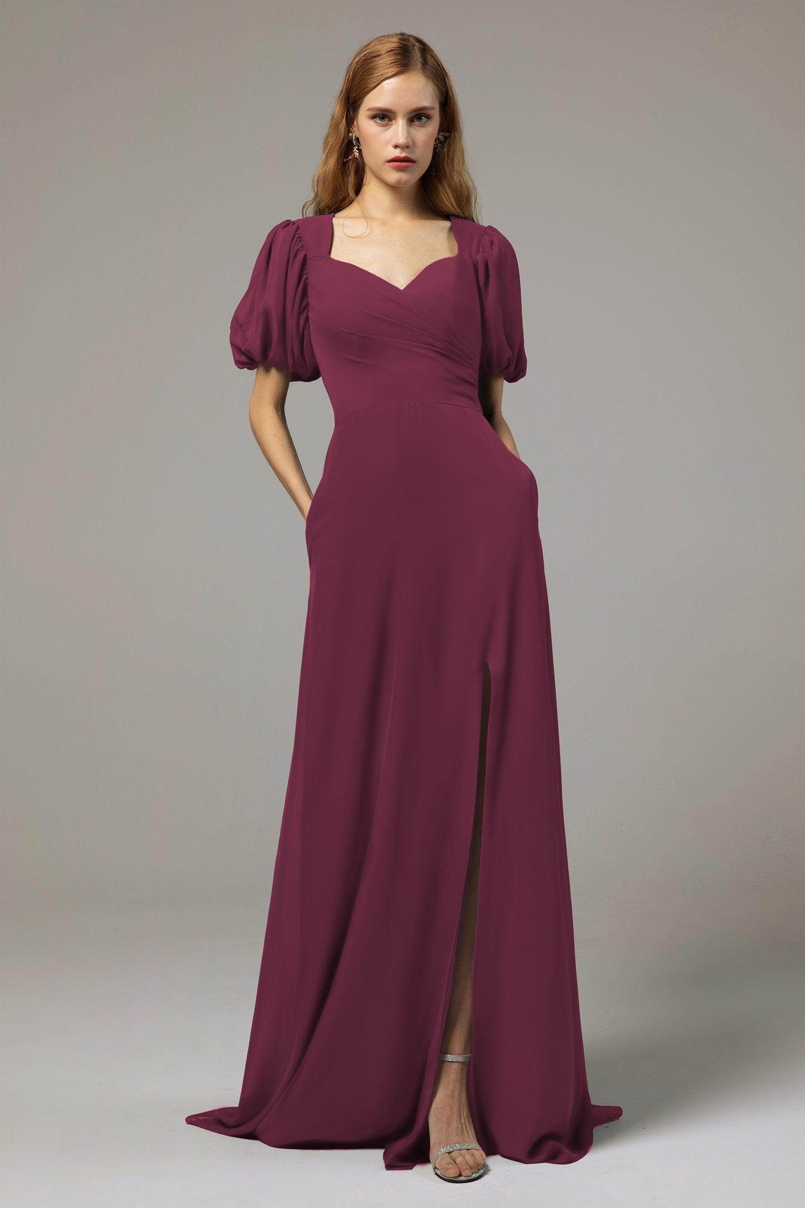 A-Line Floor Length Chiffon Bridesmaid Dress Formal Dresses CB0415