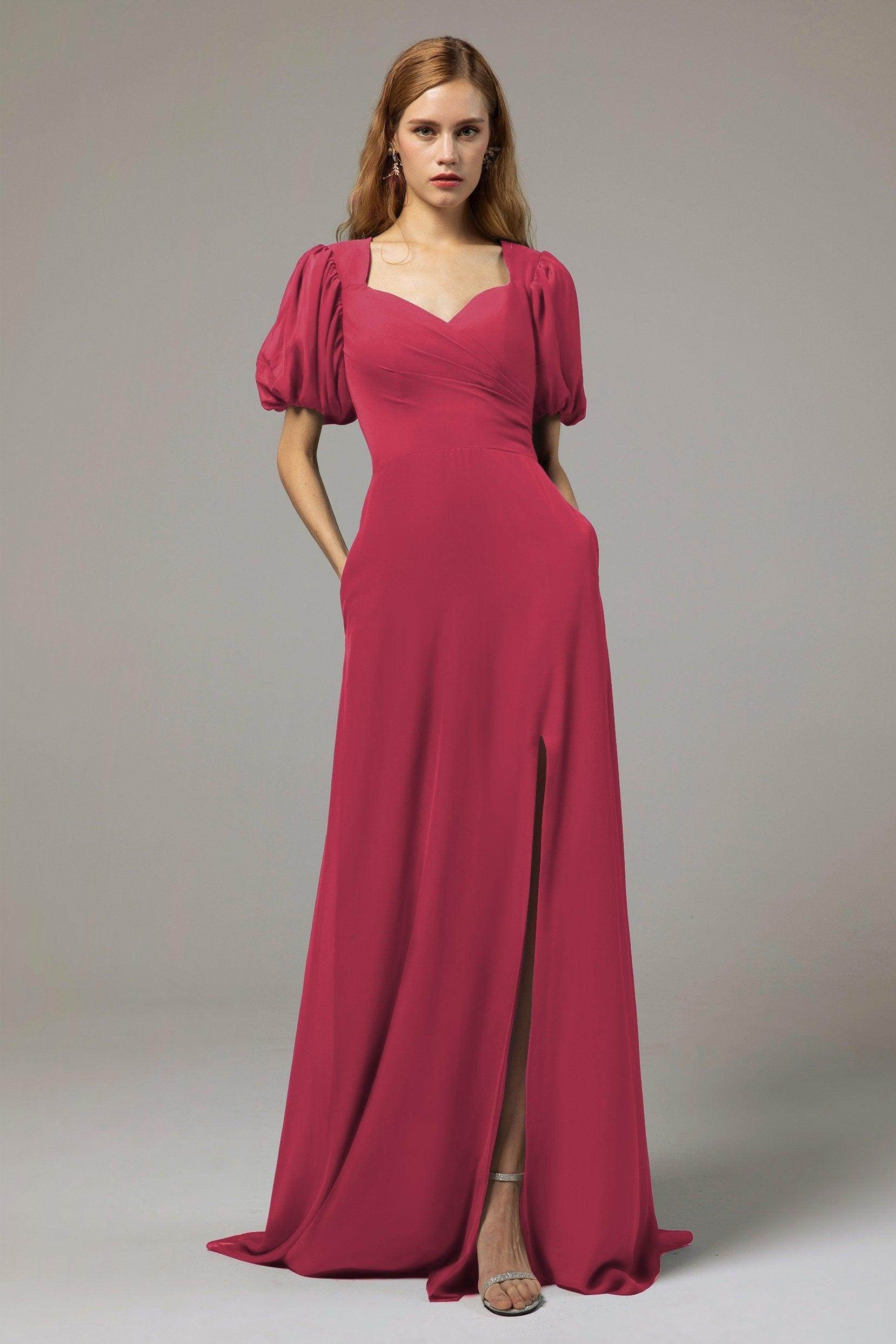 A-Line Floor Length Chiffon Bridesmaid Dress Formal Dresses CB0415